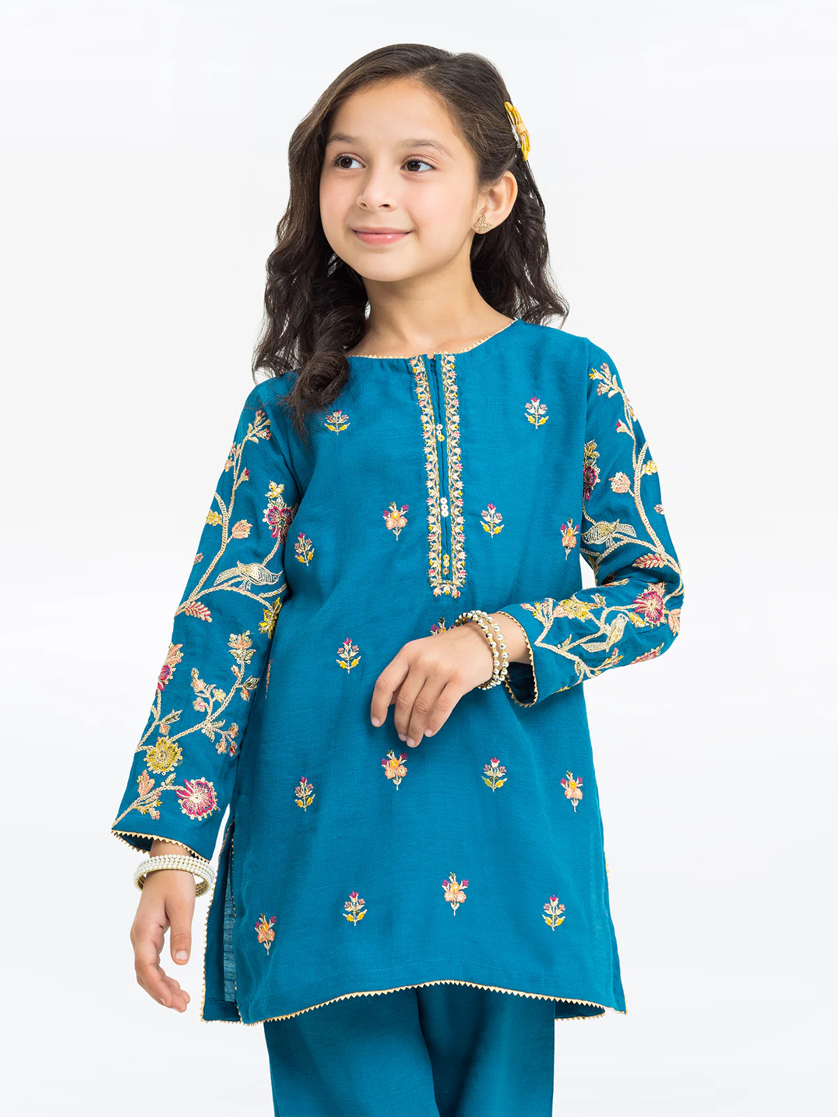 Girl's Dark Turquoise Pishwas - EGTP24-22227ST - Image 2