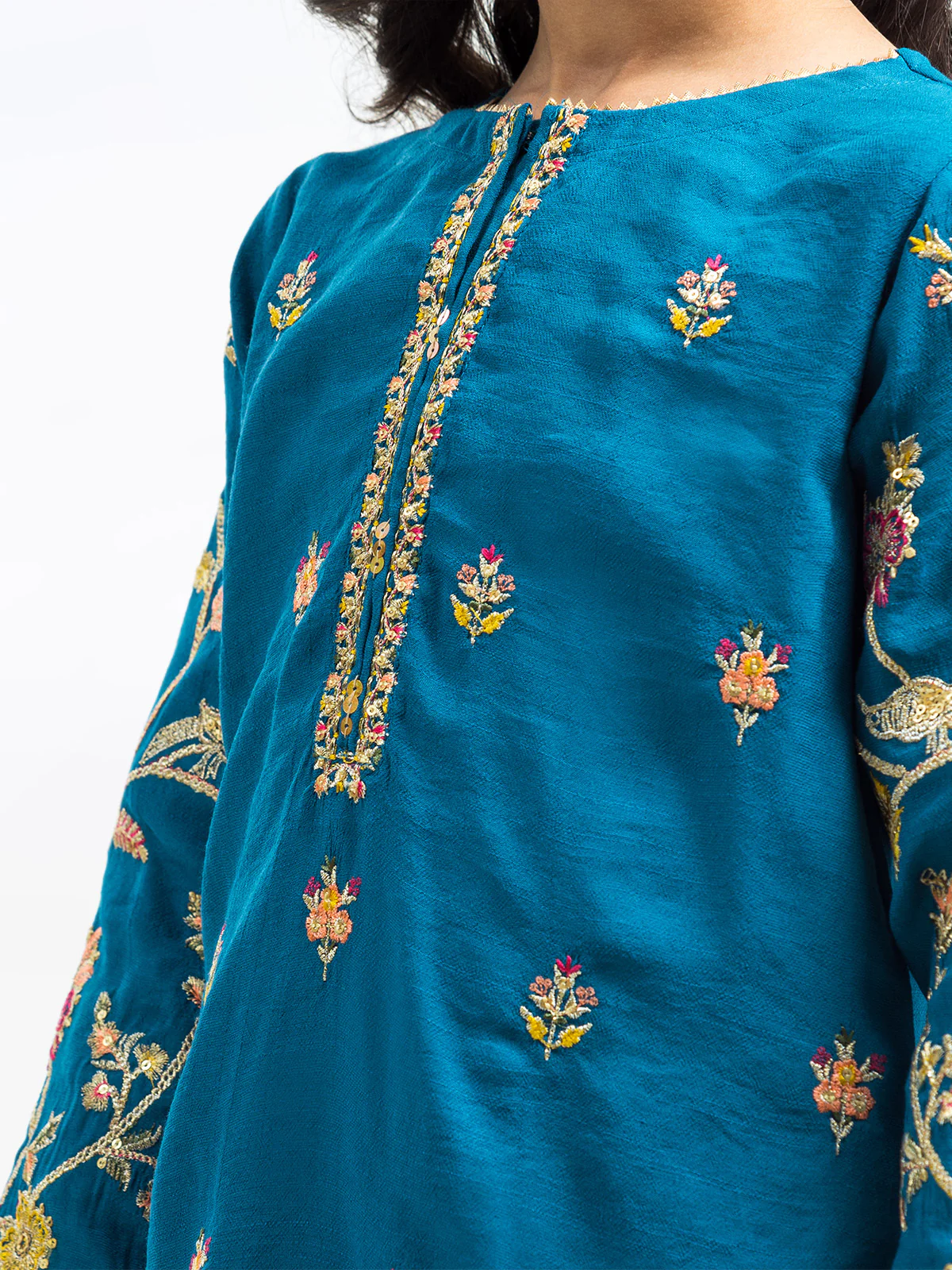Girl's Dark Turquoise Pishwas - EGTP24-22227ST - Image 3
