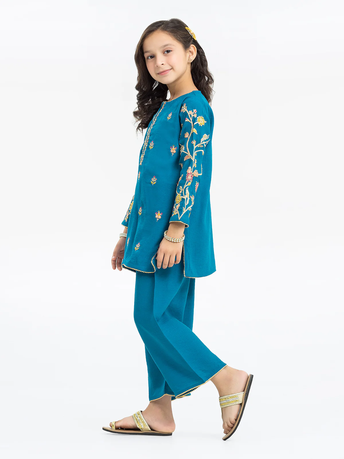 Girl's Dark Turquoise Pishwas - EGTP24-22227ST - Image 5