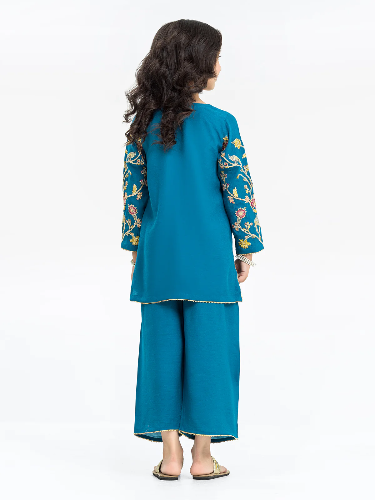 Girl's Dark Turquoise Pishwas - EGTP24-22227ST - Image 6