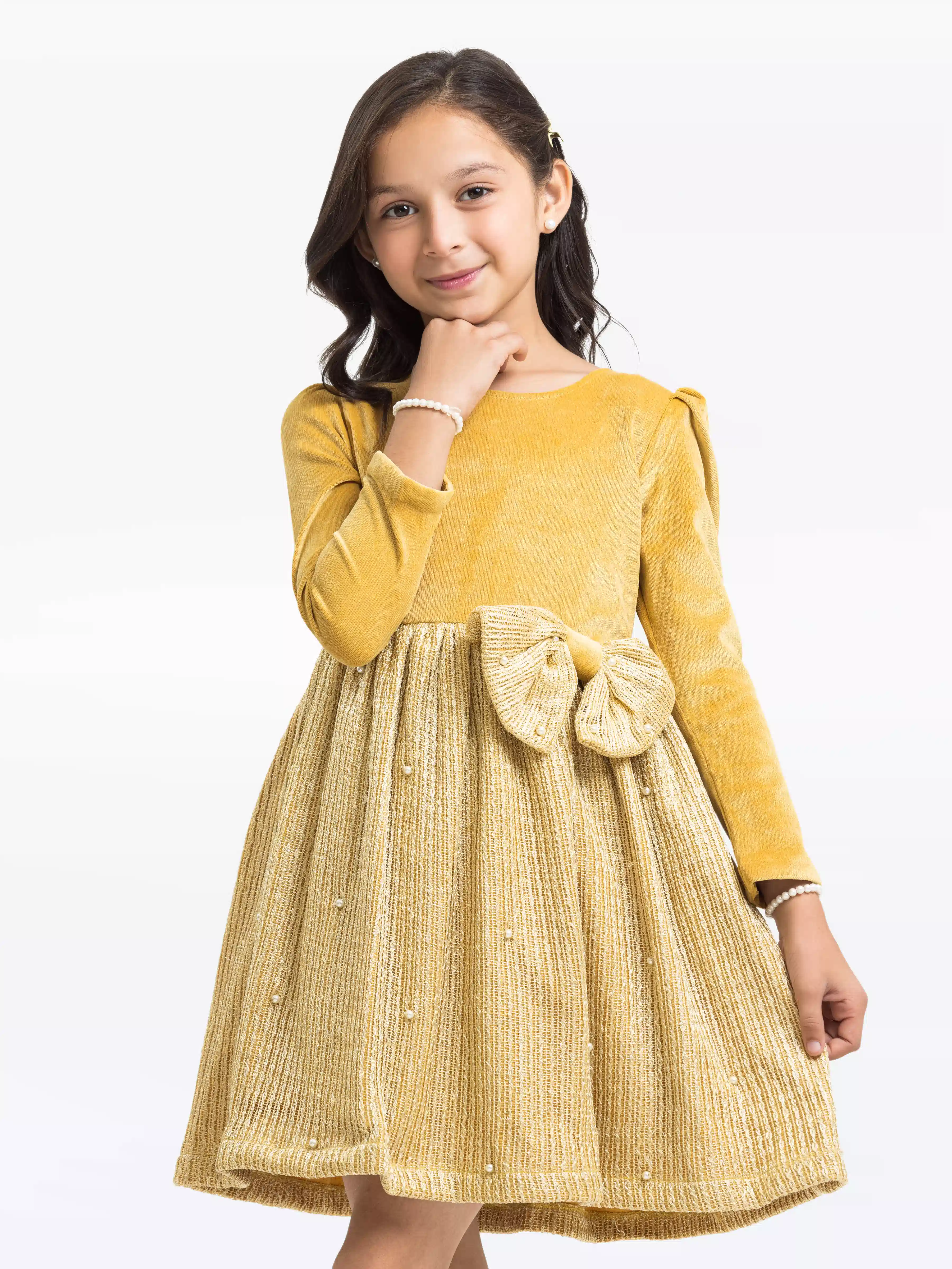 Girl's Golden Frock - EGTFK23W-200061 - Image 2