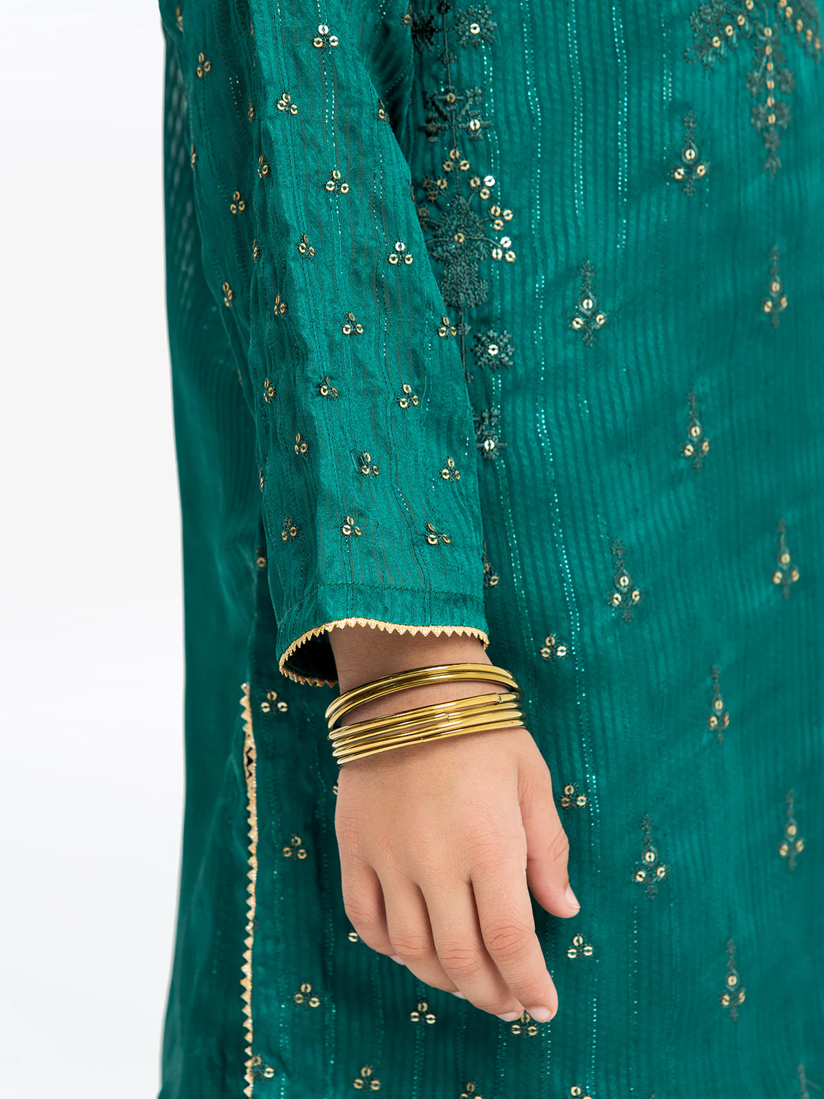 Girl's Green Pishwas - EGTPLE23-50001ST - Image 3