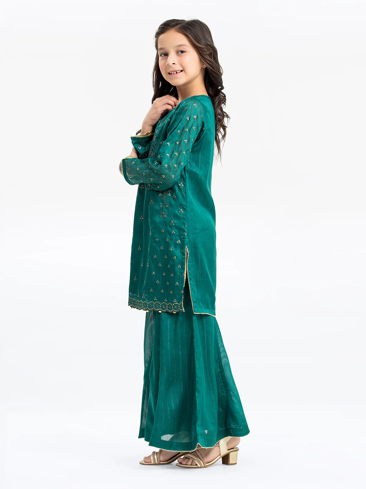 Girl's Green Pishwas - EGTPLE23-50001ST - Image 4