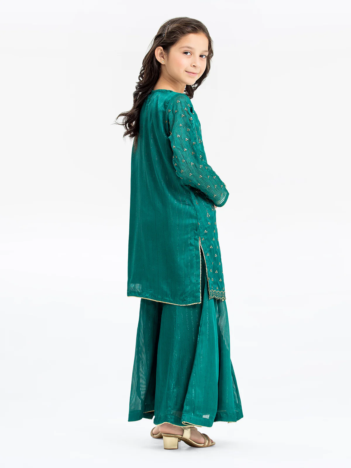 Girl's Green Pishwas - EGTPLE23-50001ST - Image 5