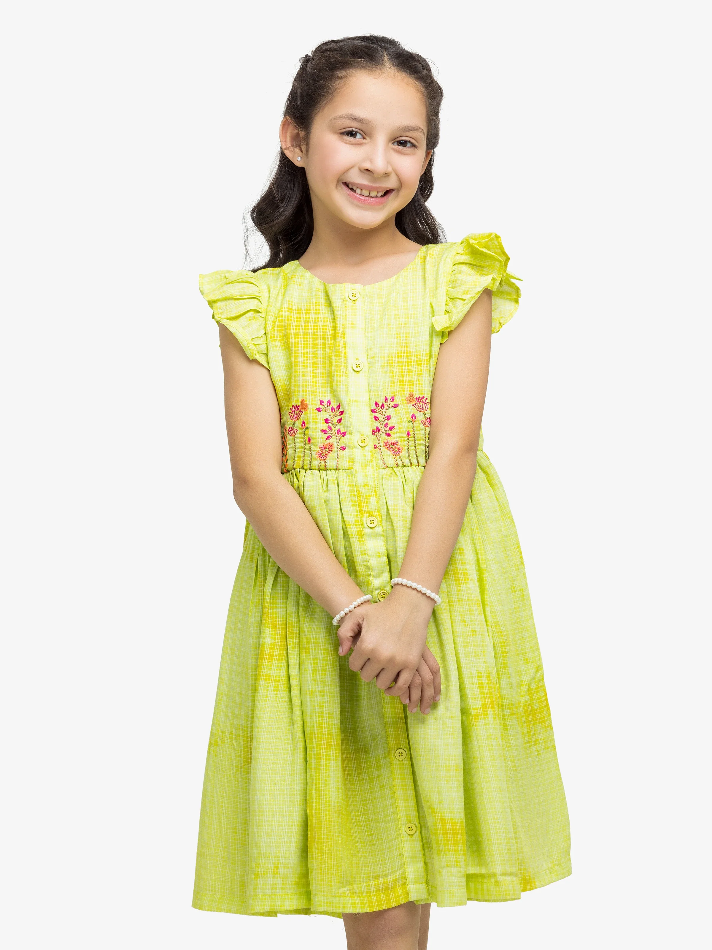Girl's Parrot Green Frock - EGTF24S-200094 - Image 2