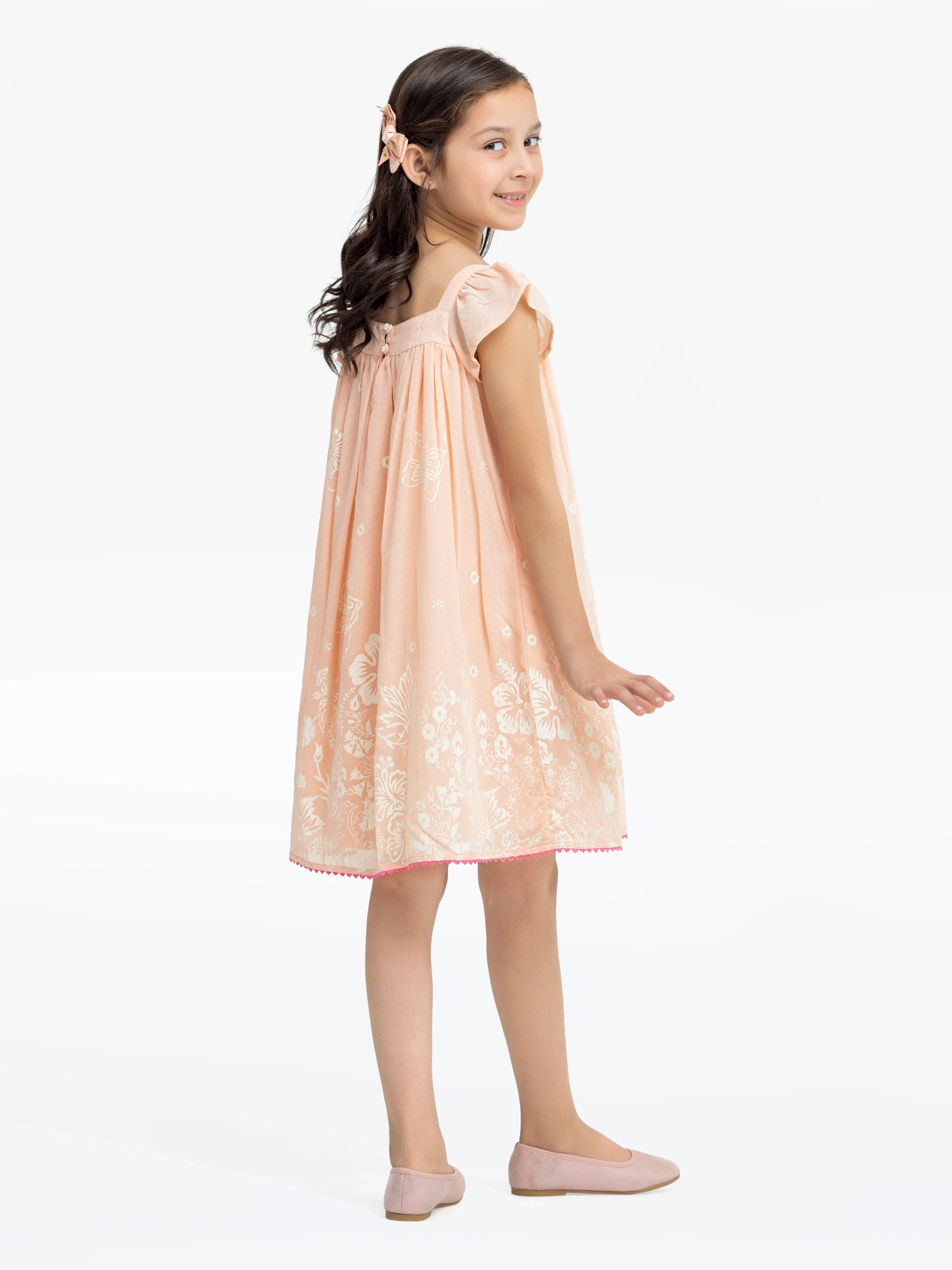 Girl's Peach Frock - EGTF24S-200089 - Image 4