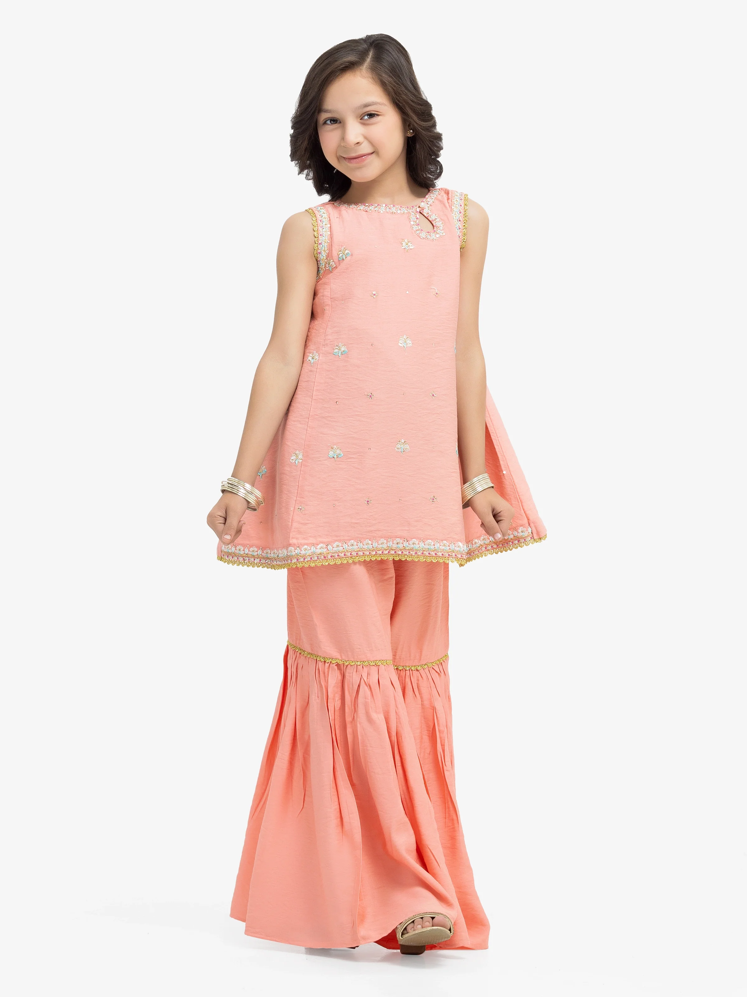 Girl's Peach Pishwas - EGTKE24-70764ST - Image 5