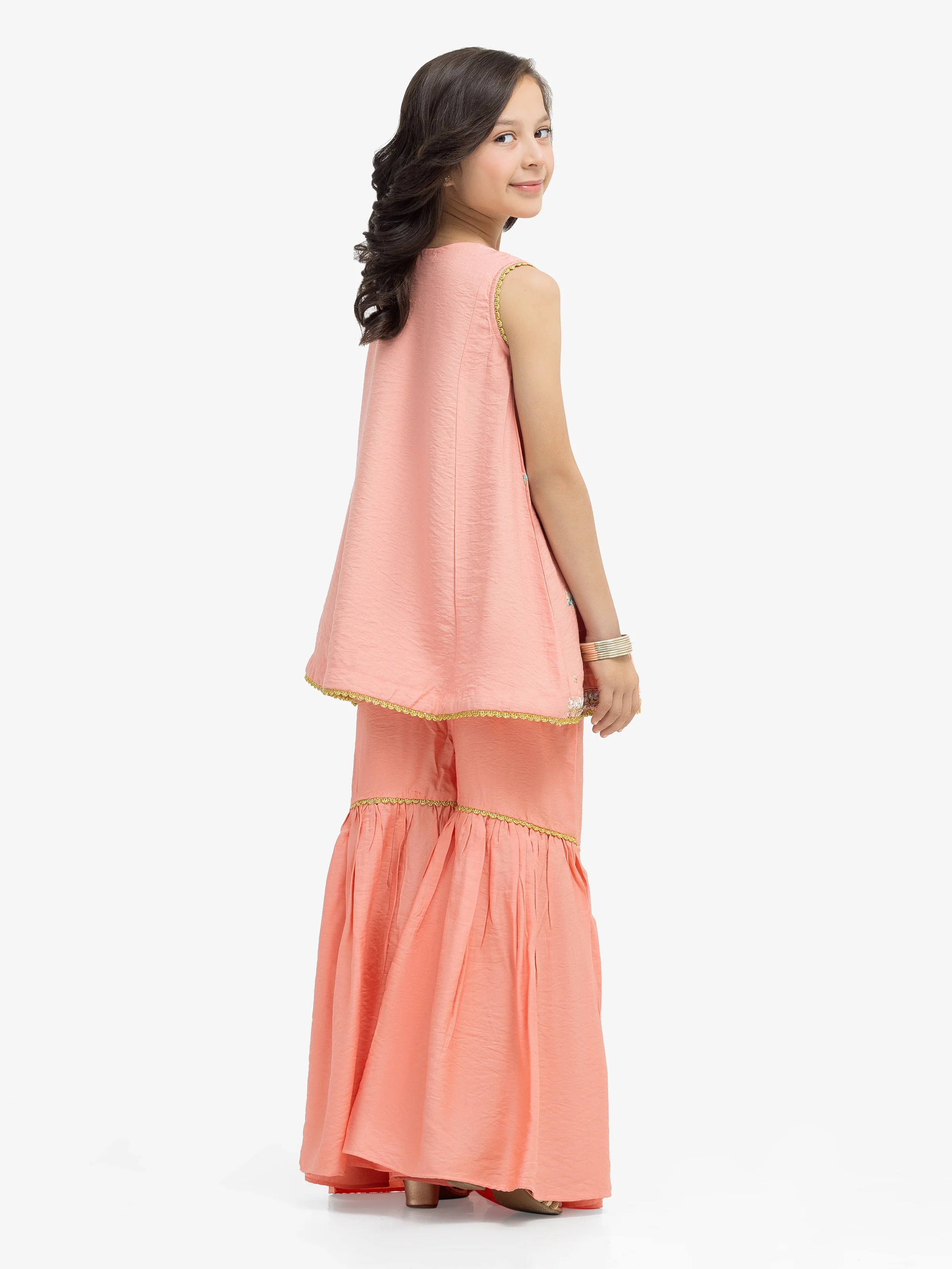Girl's Peach Pishwas - EGTKE24-70764ST - Image 6