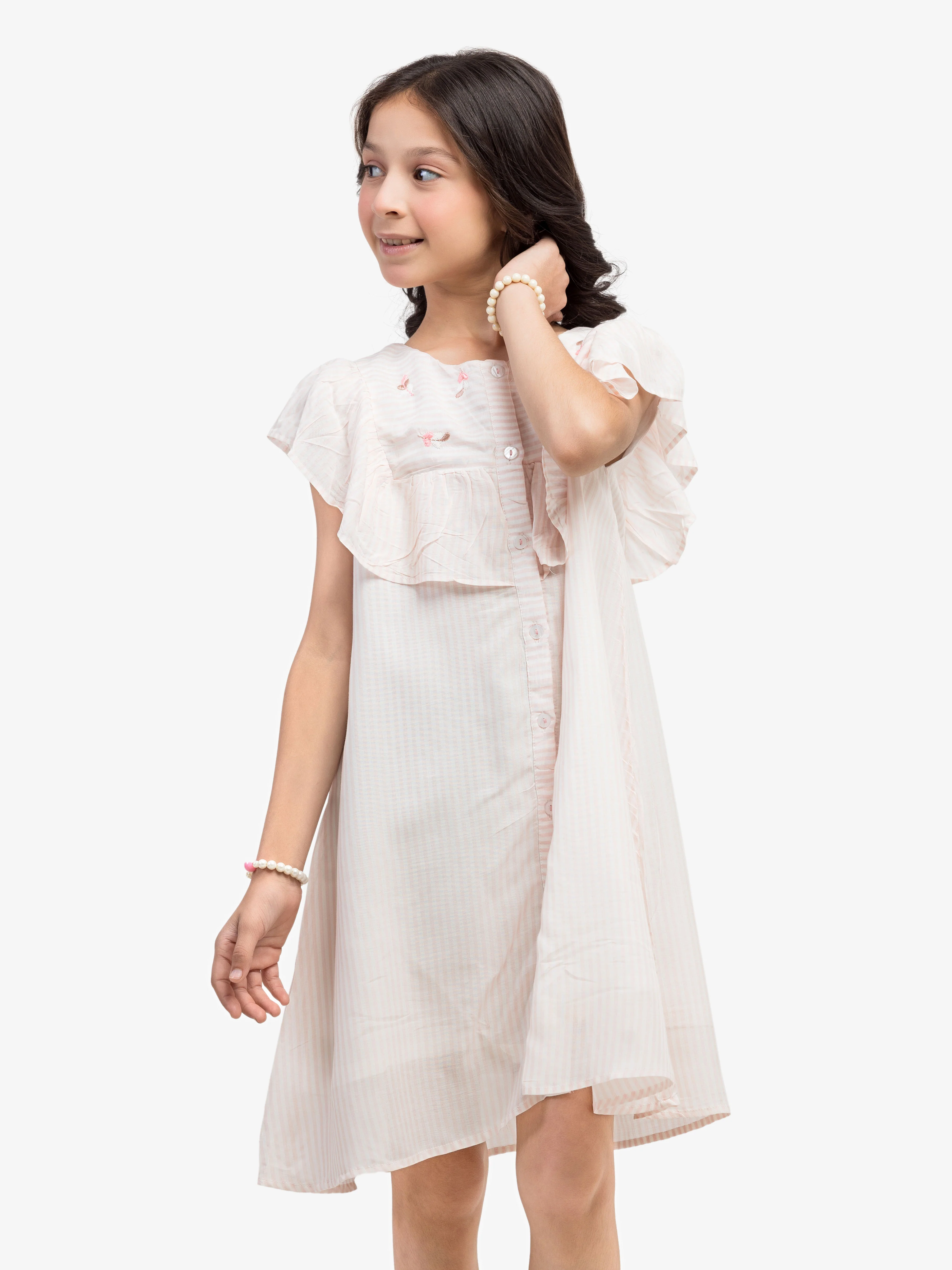 Girl's Pink & White Frock - EGTF24-200101 - Image 3