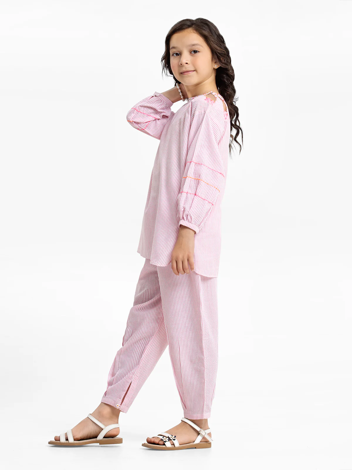 Girl's Pink & White Co-ord Set - EGTCS23-013 - Image 3