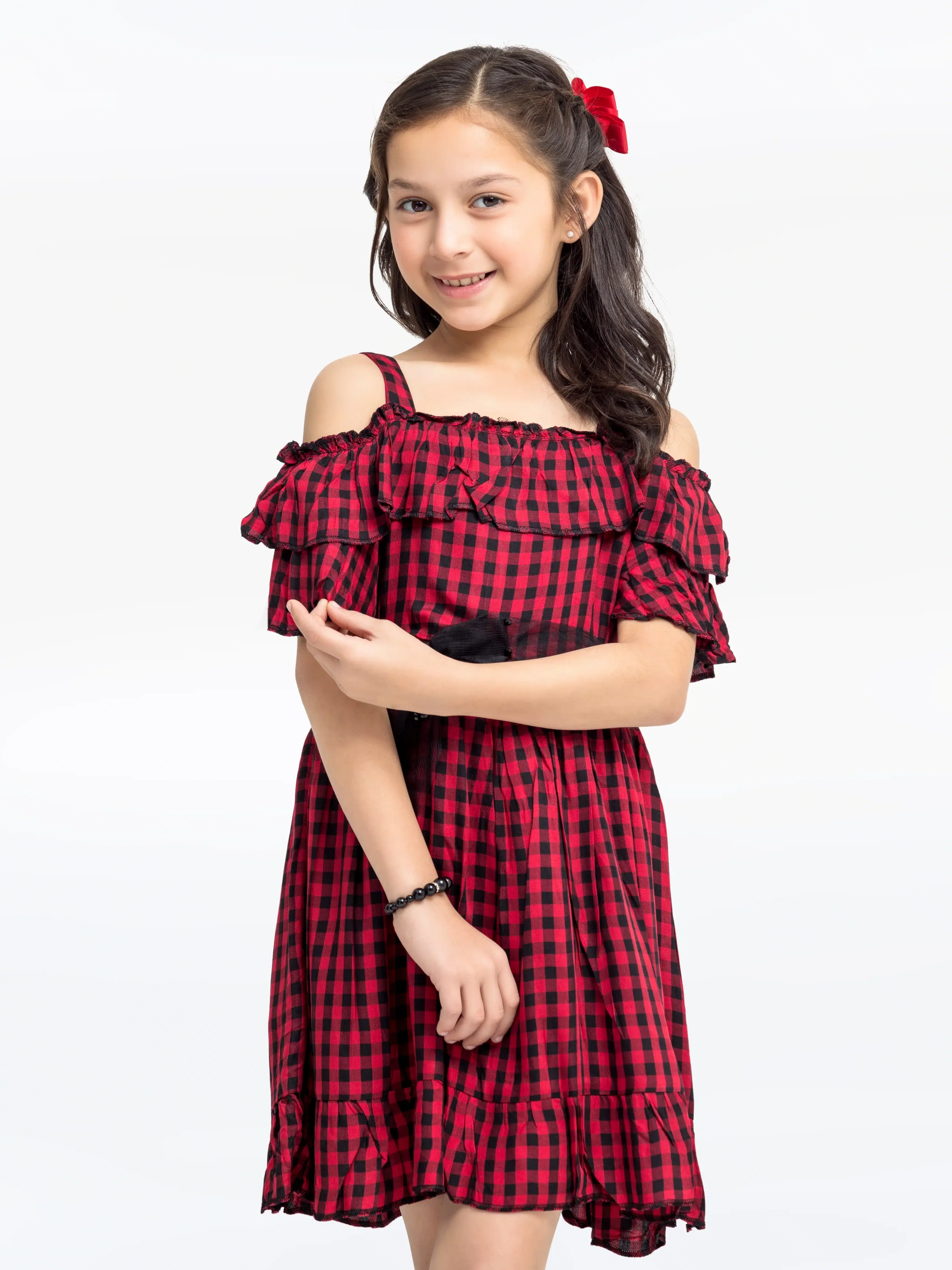 Girl's Red & Black Frock - EGTF24S-200071 - Image 2