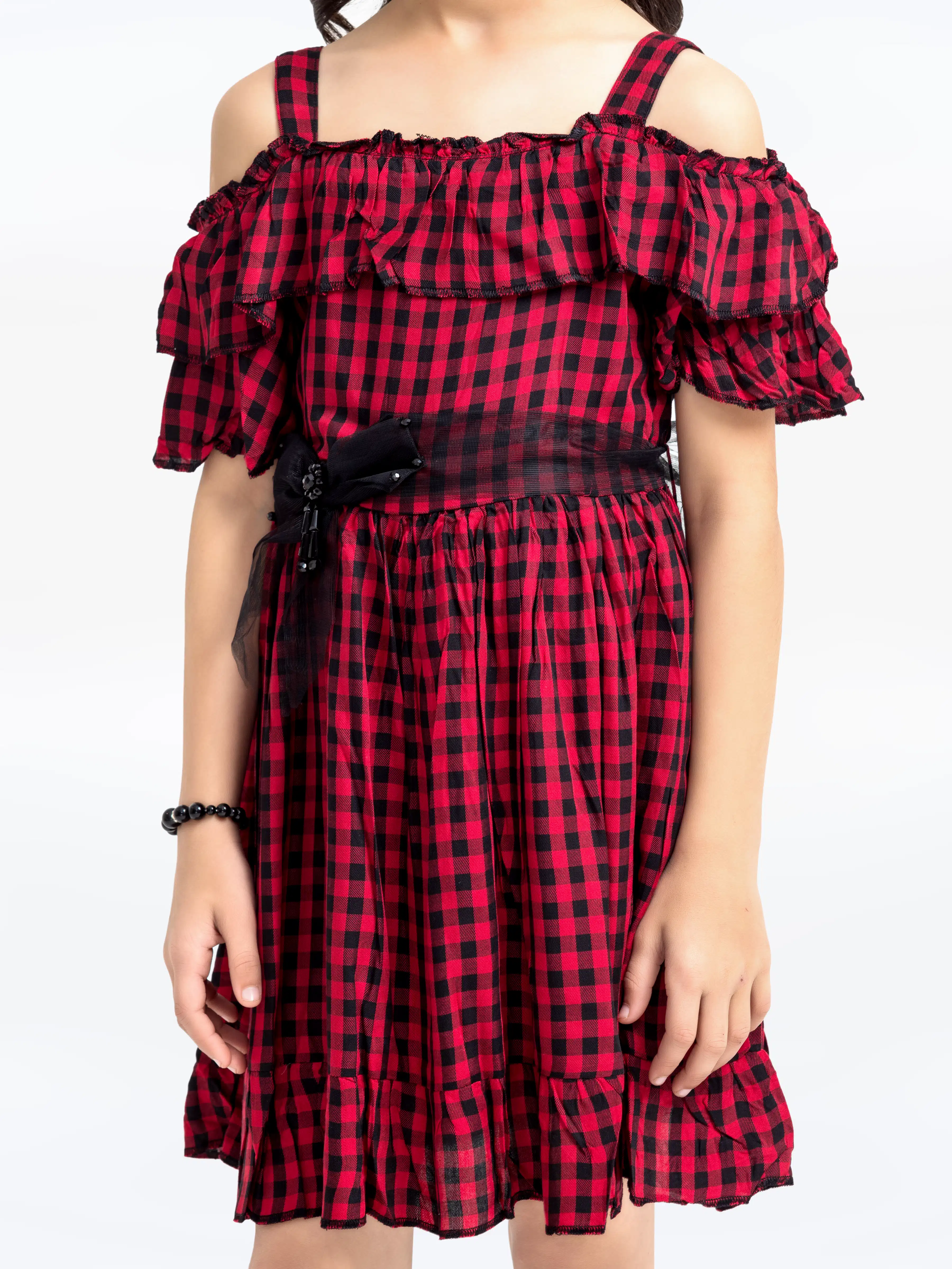 Girl's Red & Black Frock - EGTF24S-200071 - Image 3