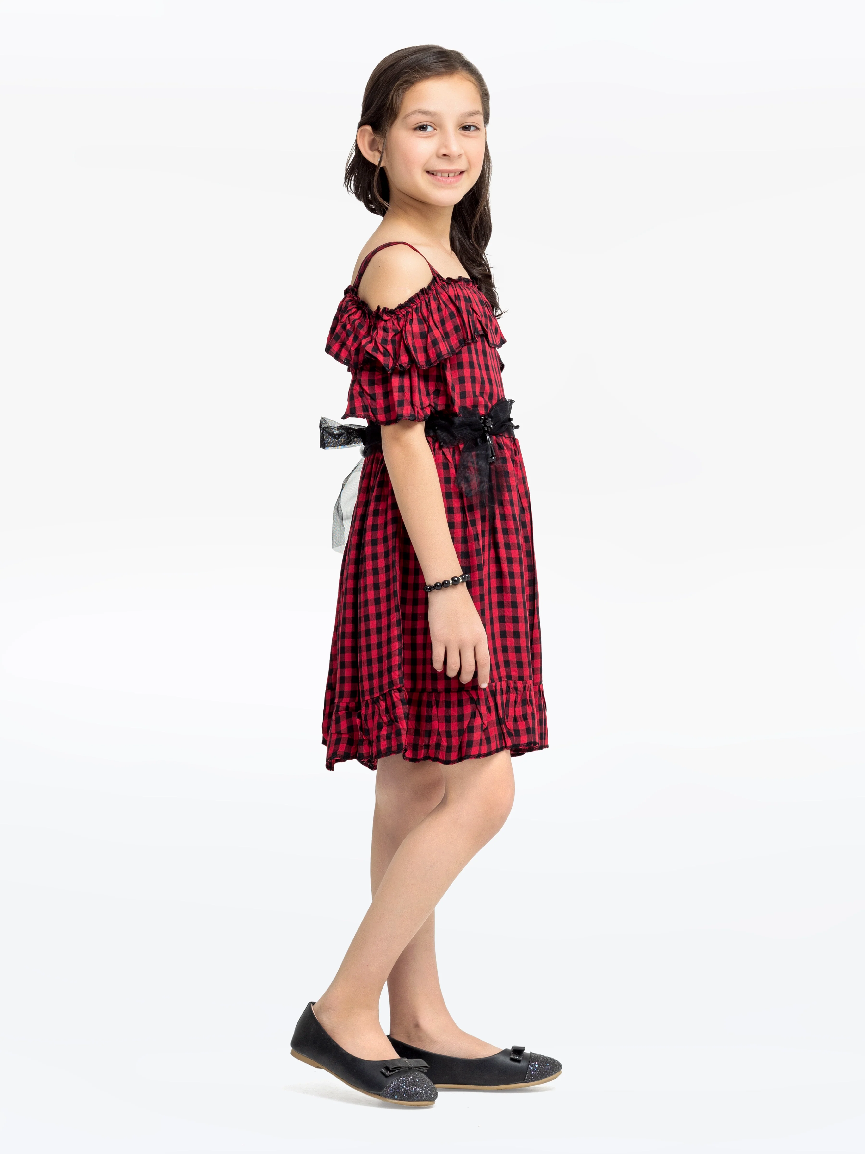 Girl's Red & Black Frock - EGTF24S-200071 - Image 4