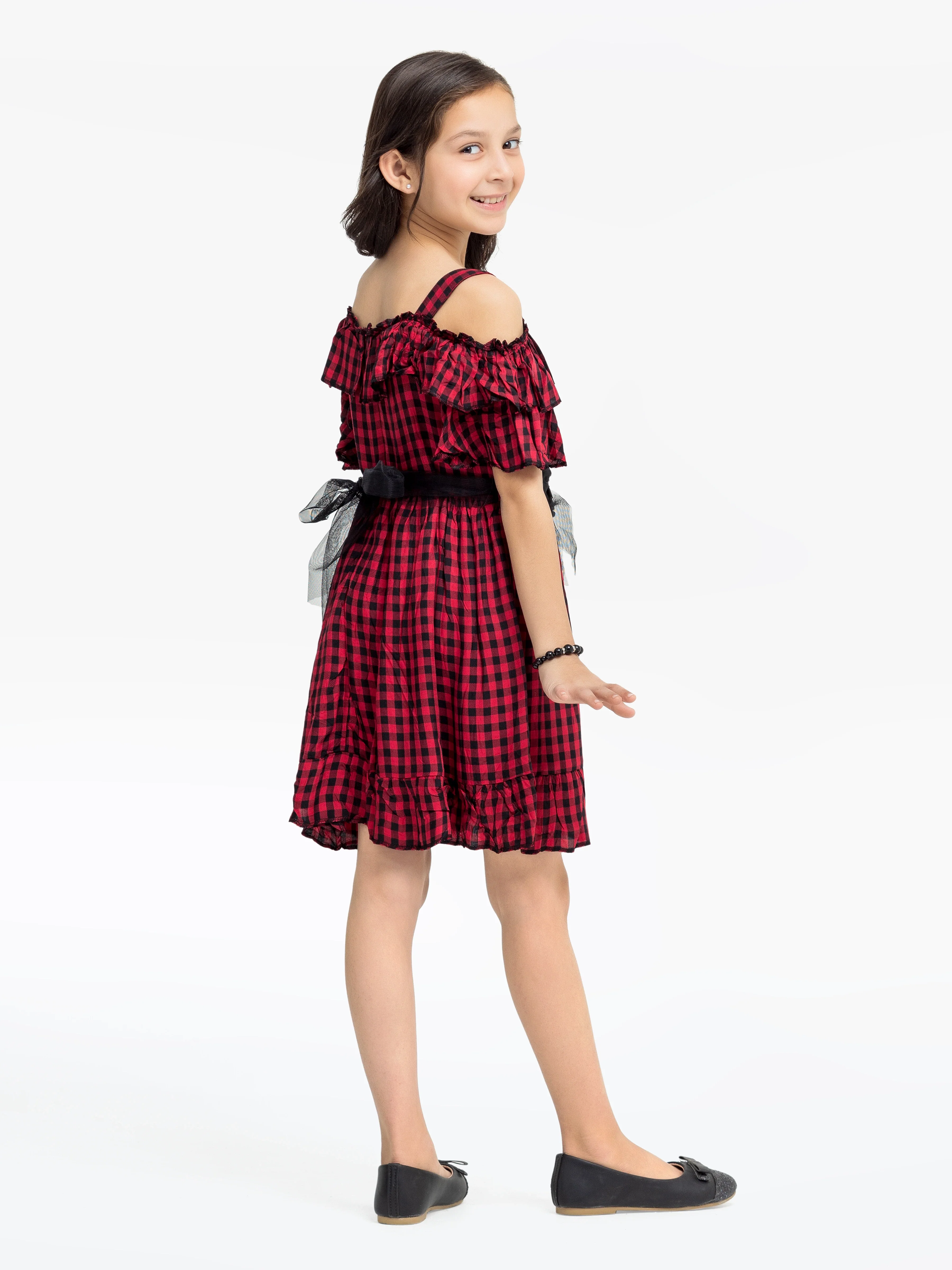 Girl's Red & Black Frock - EGTF24S-200071 - Image 5