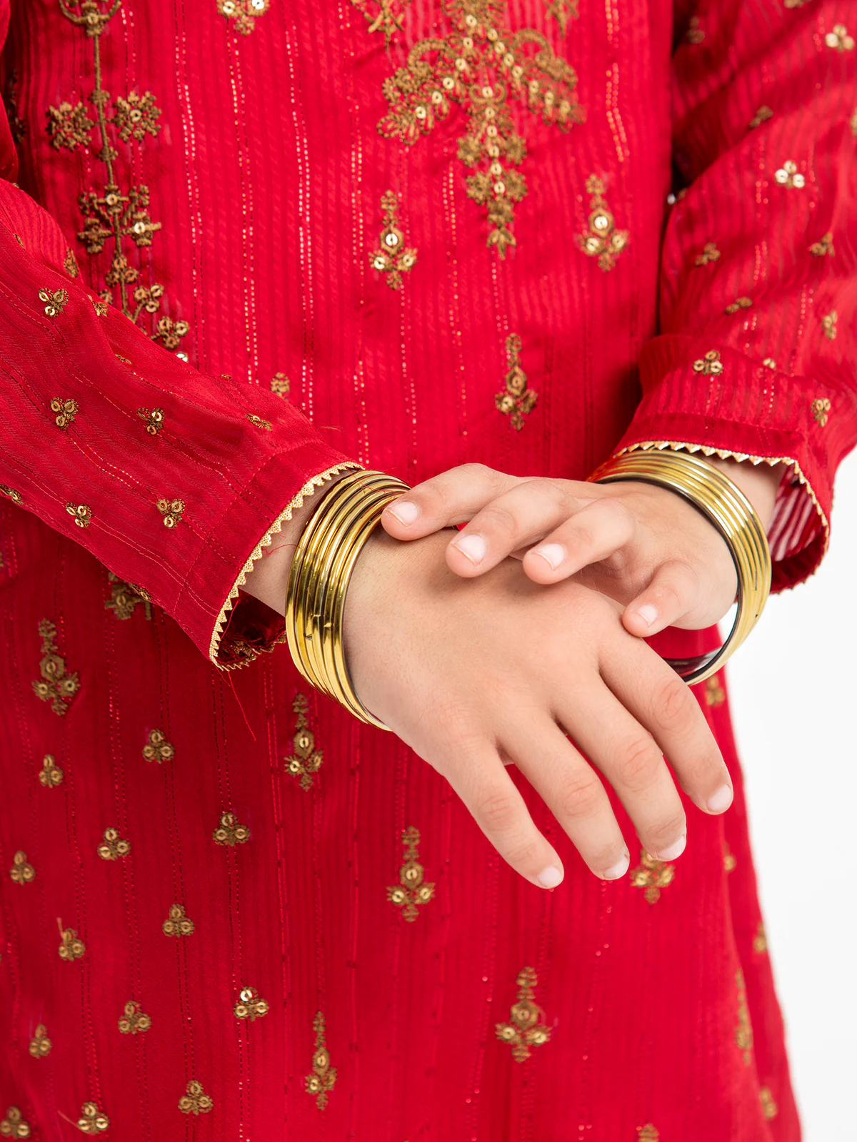 Girl's Red Pishwas - EGTPLE23-50002ST - Image 4