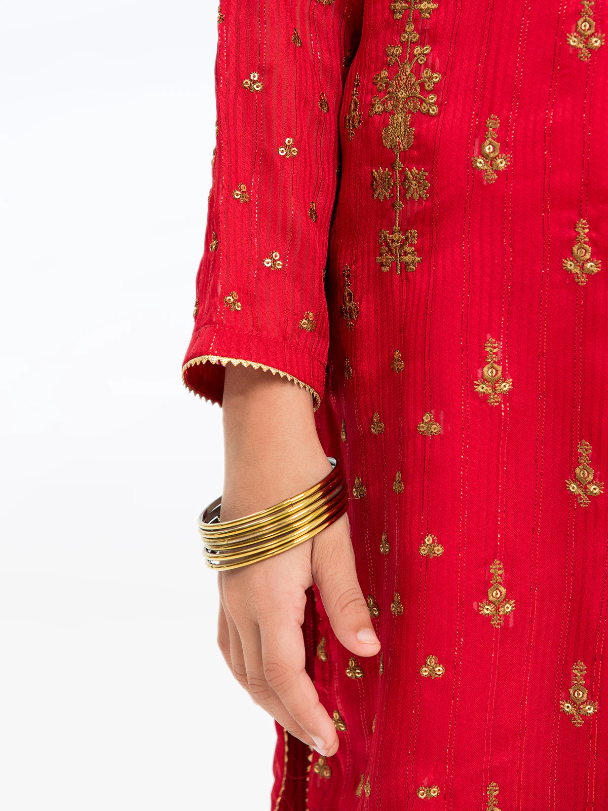 Girl's Red Pishwas - EGTPLE23-50002ST - Image 5