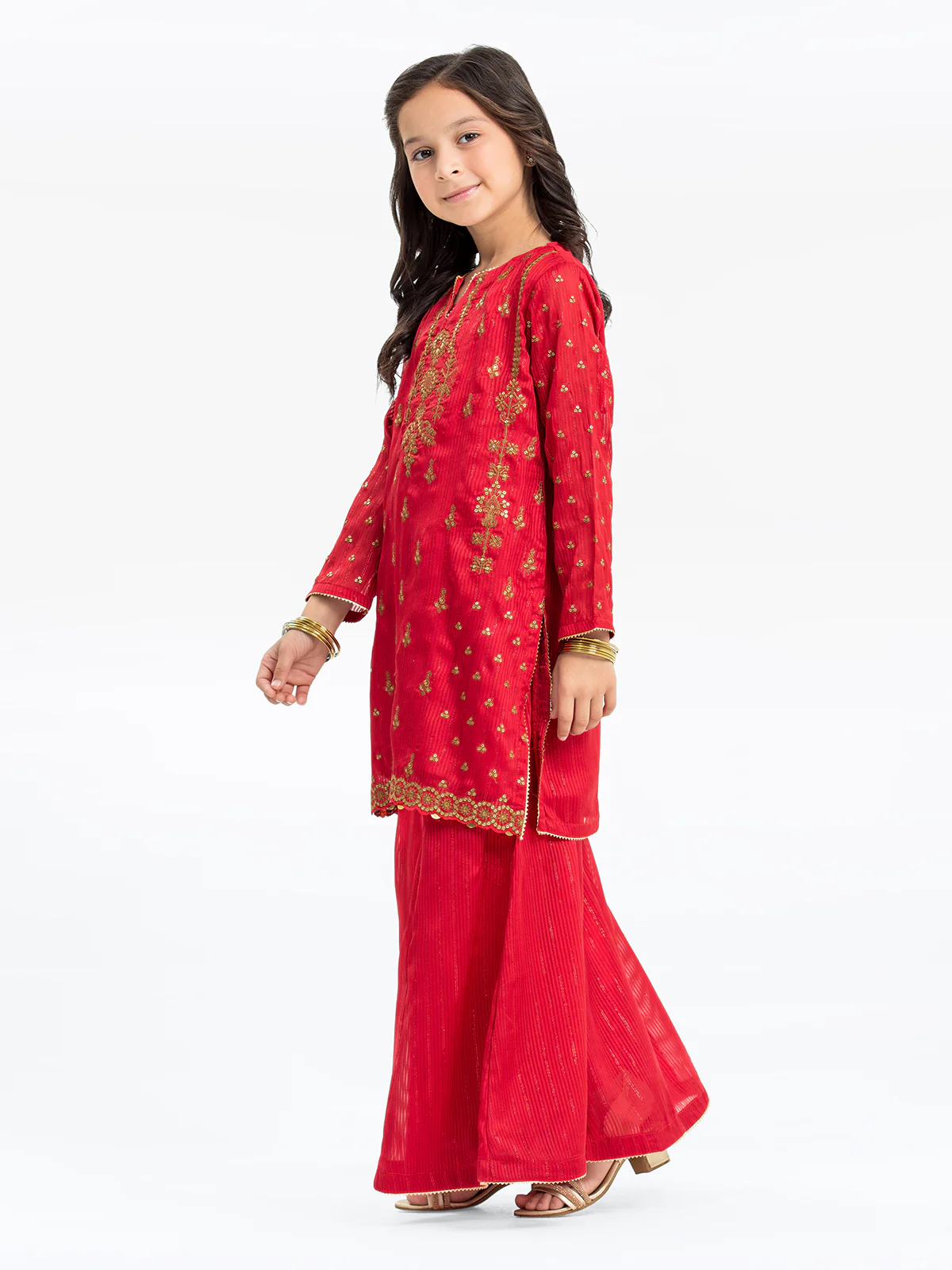 Girl's Red Pishwas - EGTPLE23-50002ST - Image 6