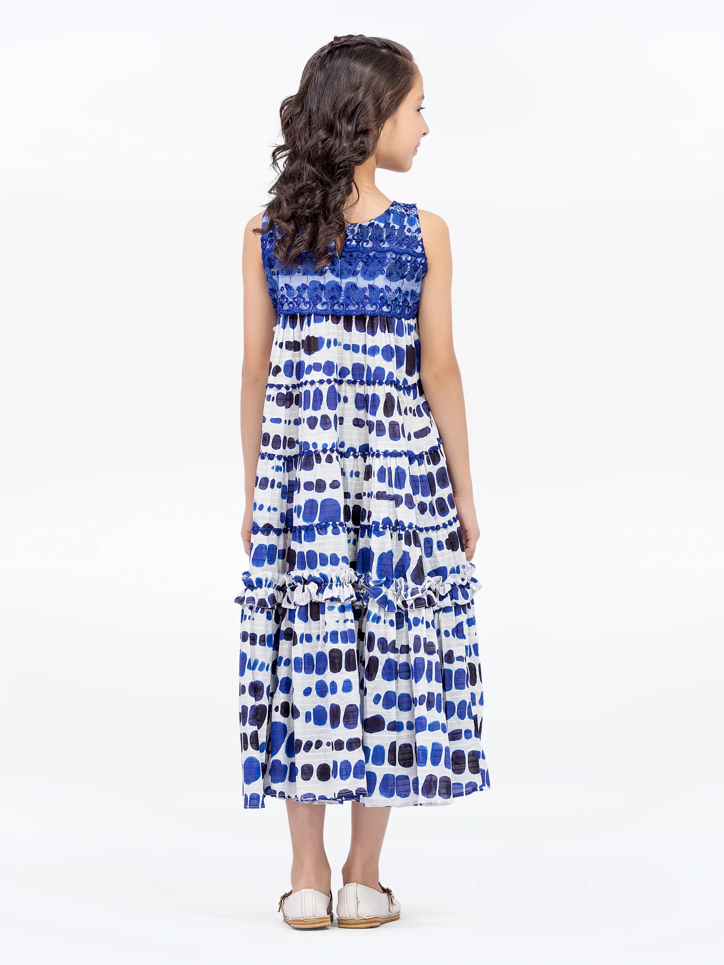 Girl's White & Blue Frock - EGTF5-71010 - Image 5