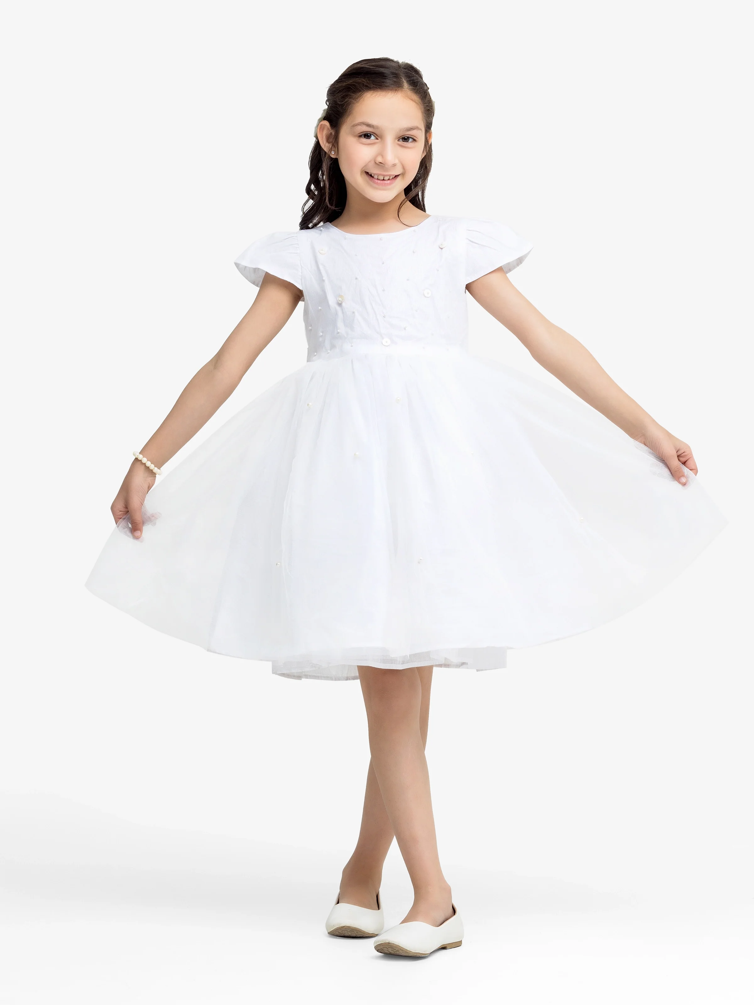 Girl's White Frock - EGTF24-200075 - Image 2