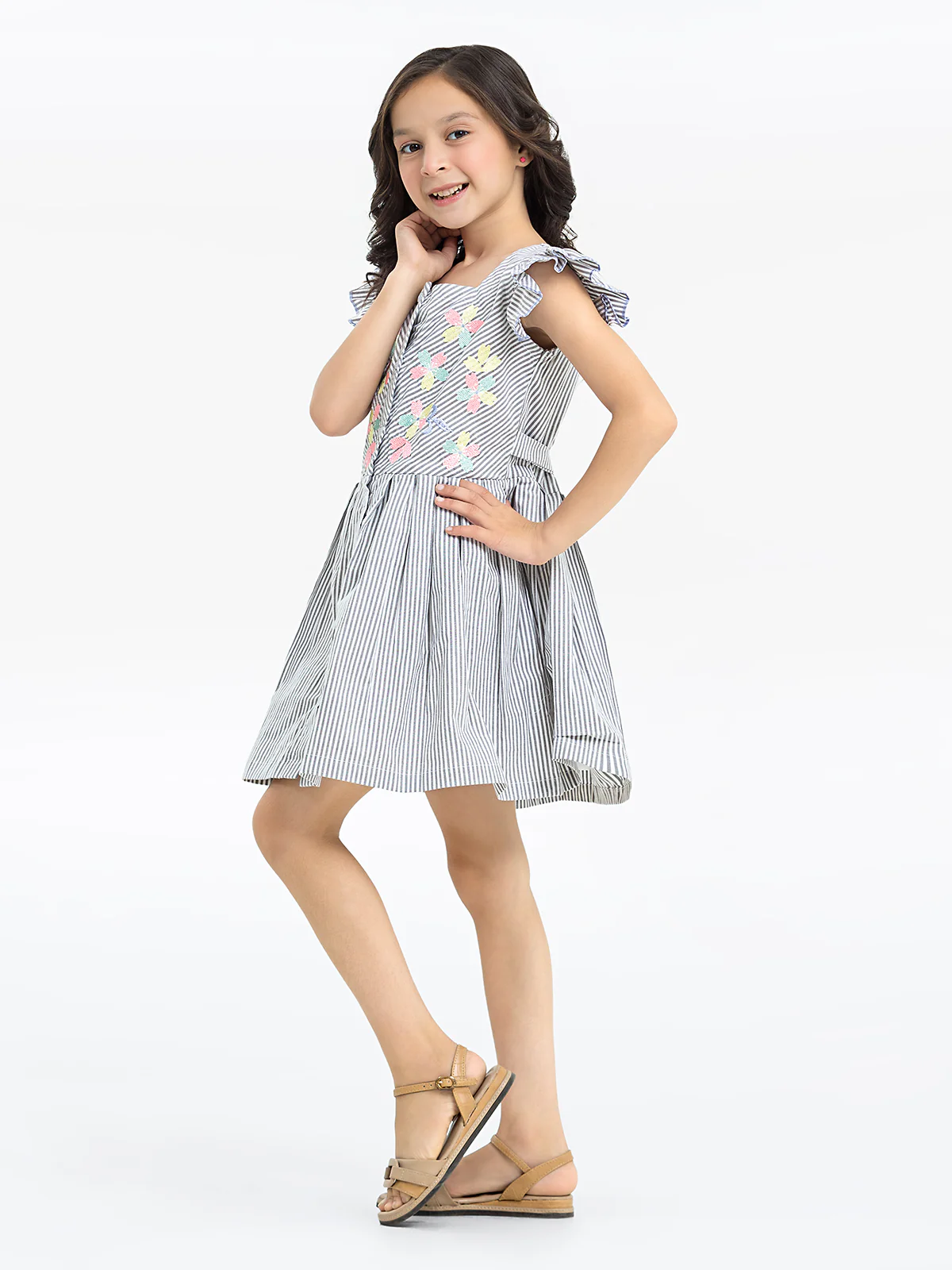 Girl's White & Grey Frock - EGTF24S-200099 - Image 4