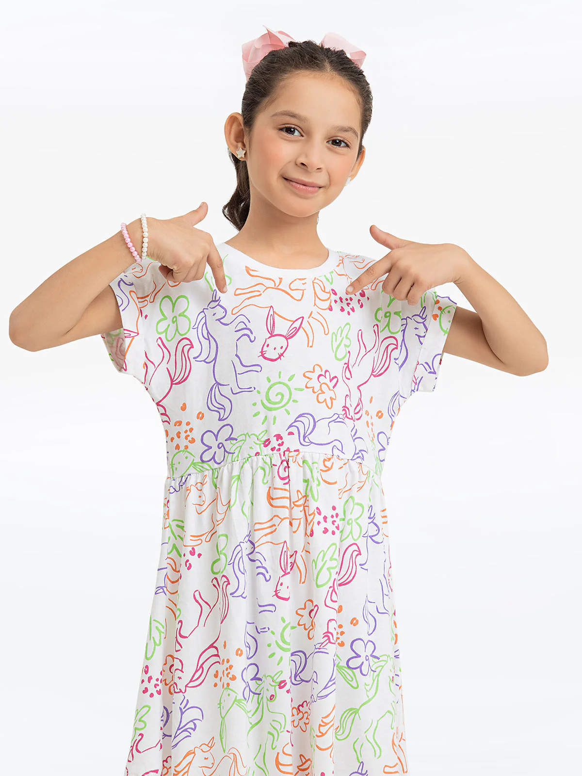 Girl's White Multi Frock - EGTFK24-002 - Image 2