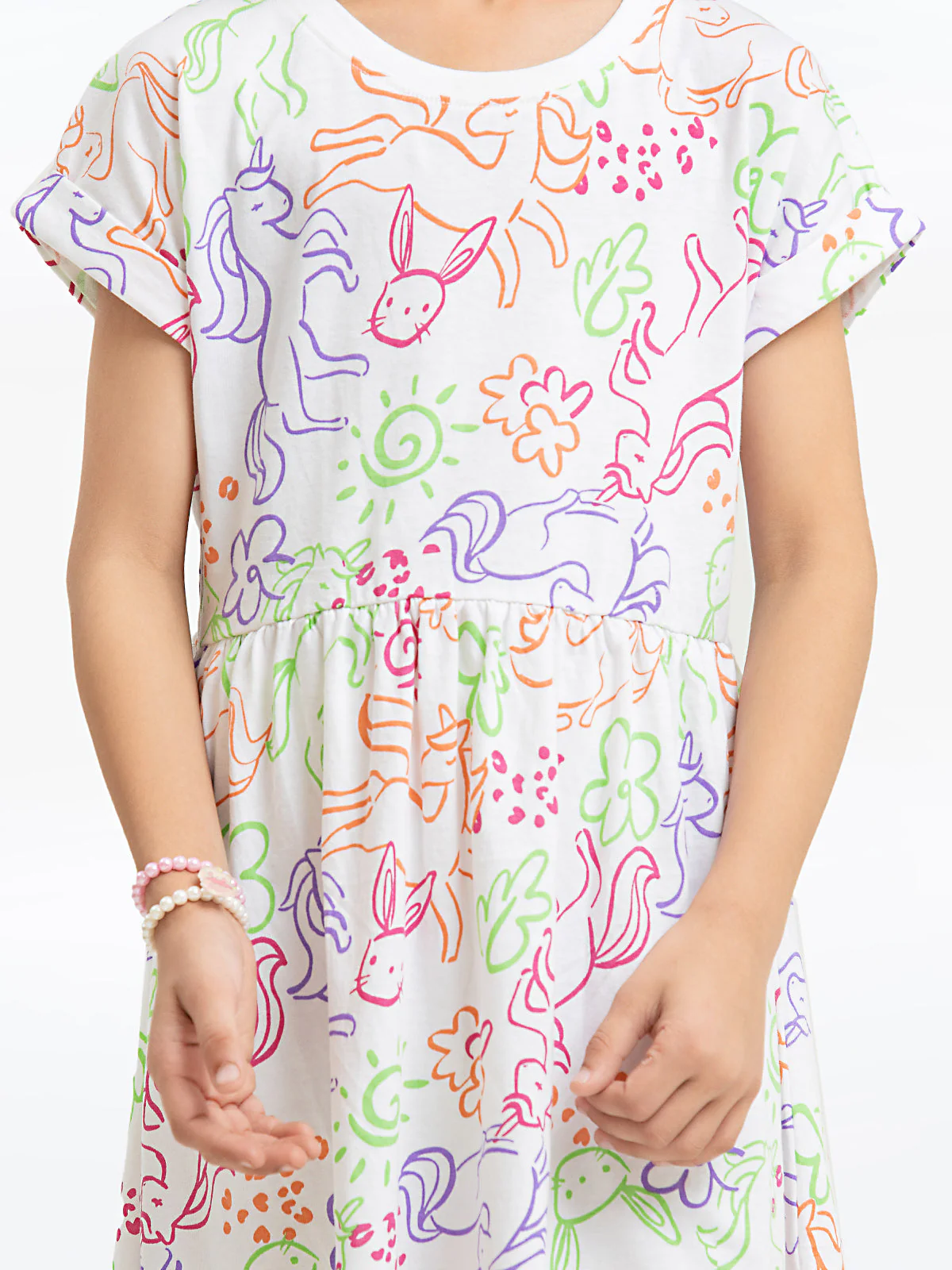 Girl's White Multi Frock - EGTFK24-002 - Image 3