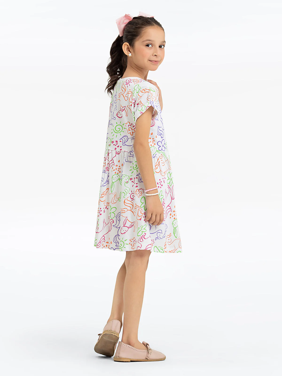 Girl's White Multi Frock - EGTFK24-002 - Image 4