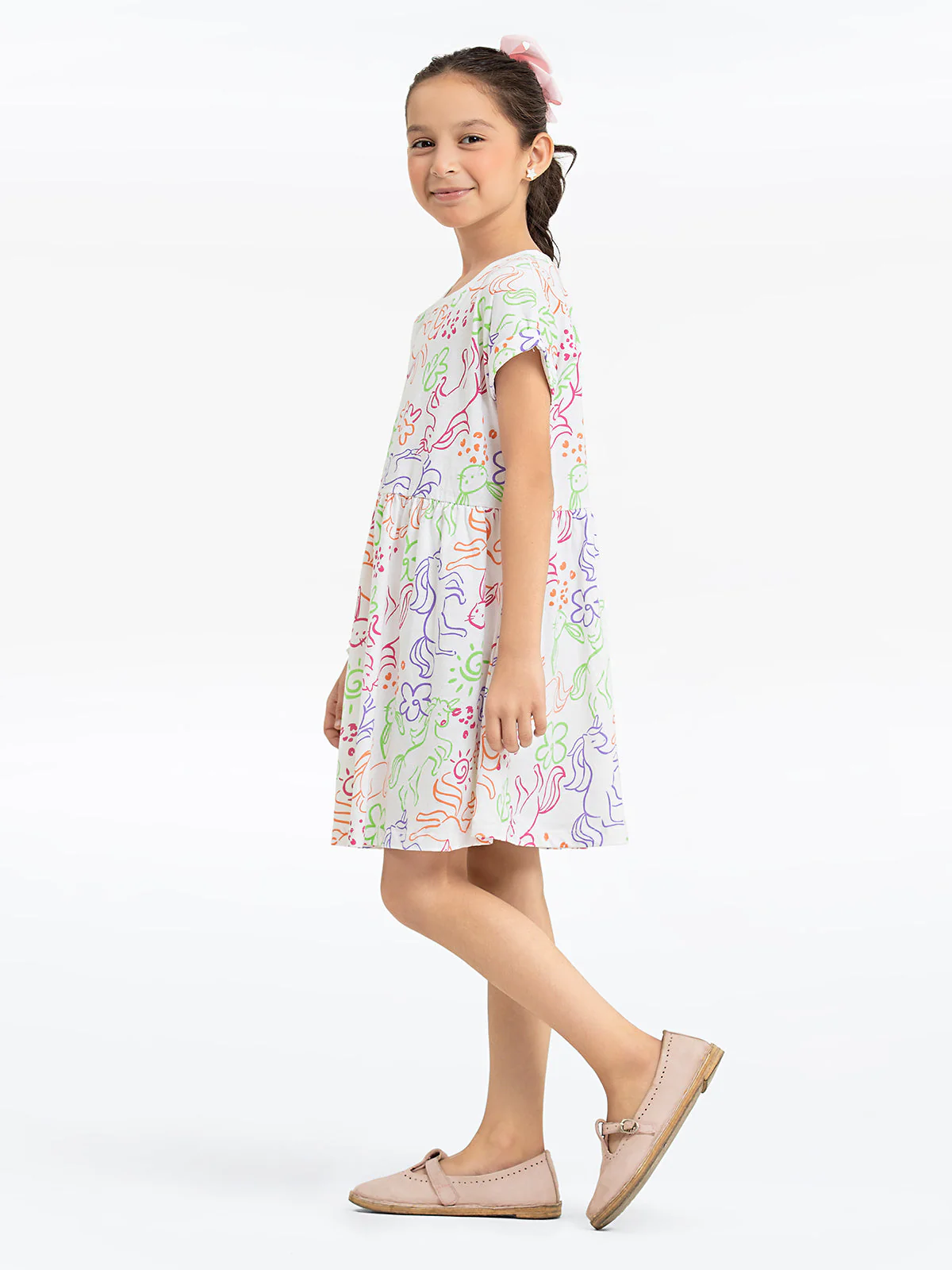Girl's White Multi Frock - EGTFK24-002 - Image 5