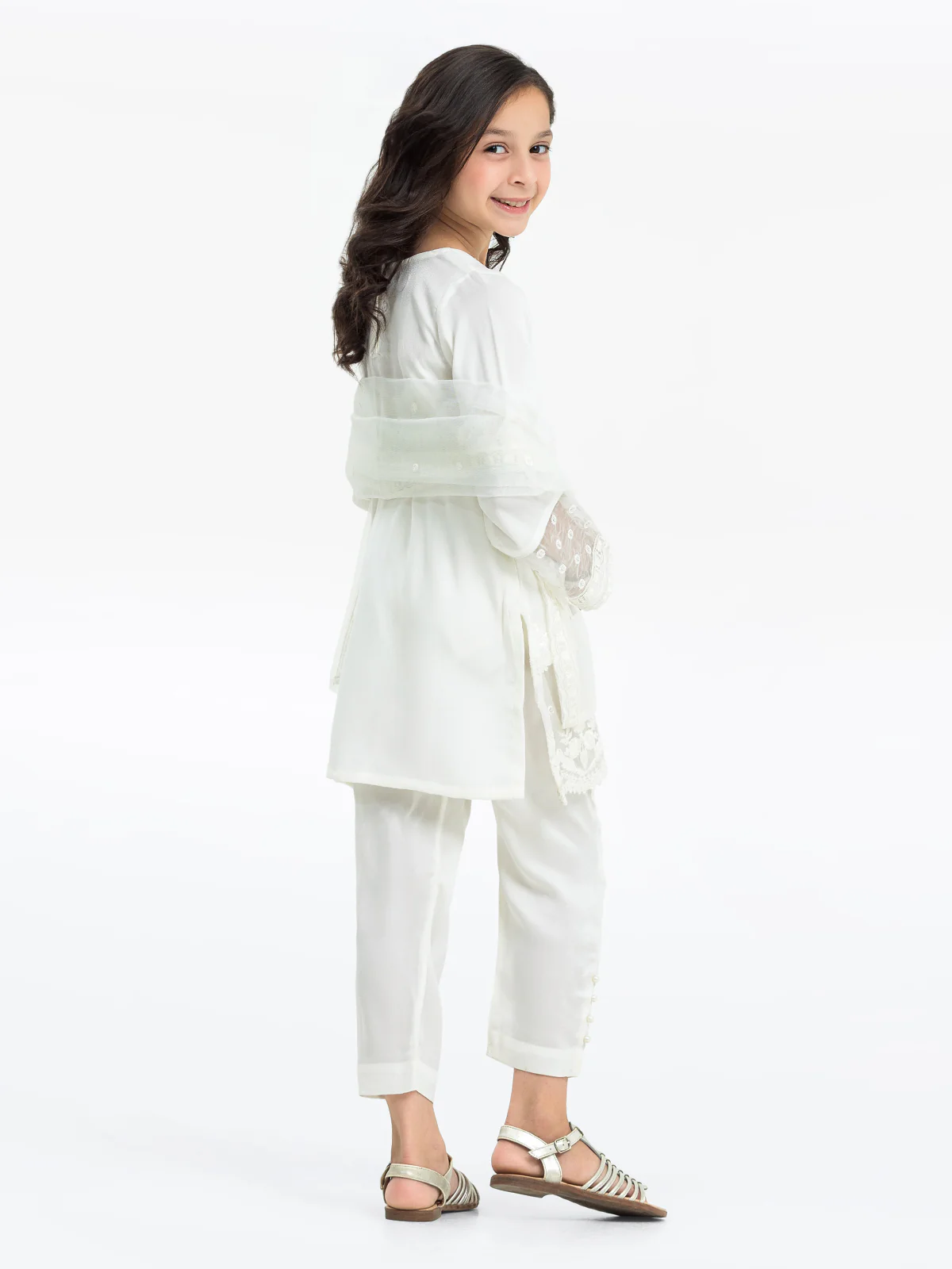 Girl's White Pishwas - EGTKE23-70565-3P - Image 2