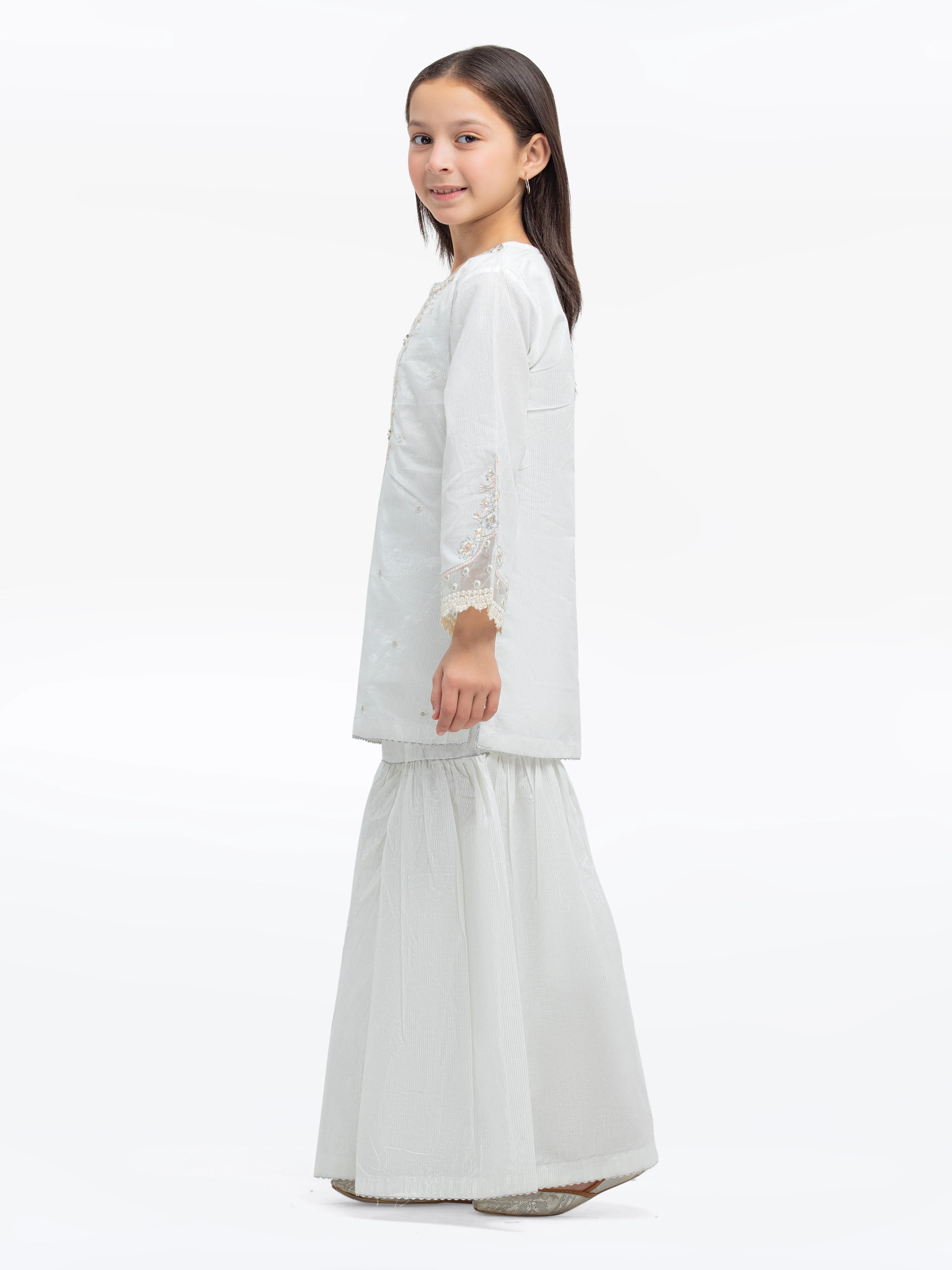 Girl's White Pishwas - EGTPLE24-50010-3P - Image 3