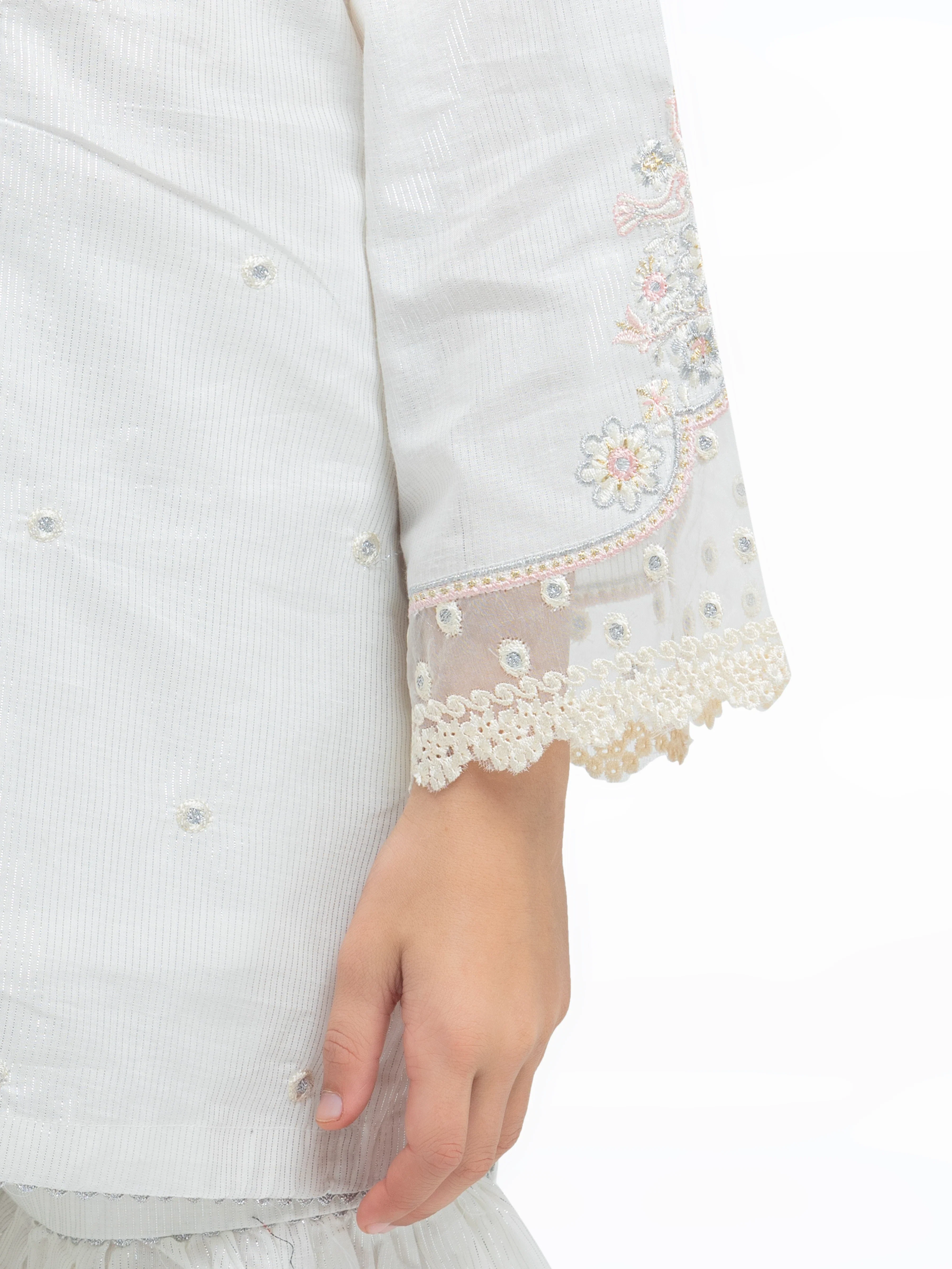 Girl's White Pishwas - EGTPLE24-50010-3P - Image 4