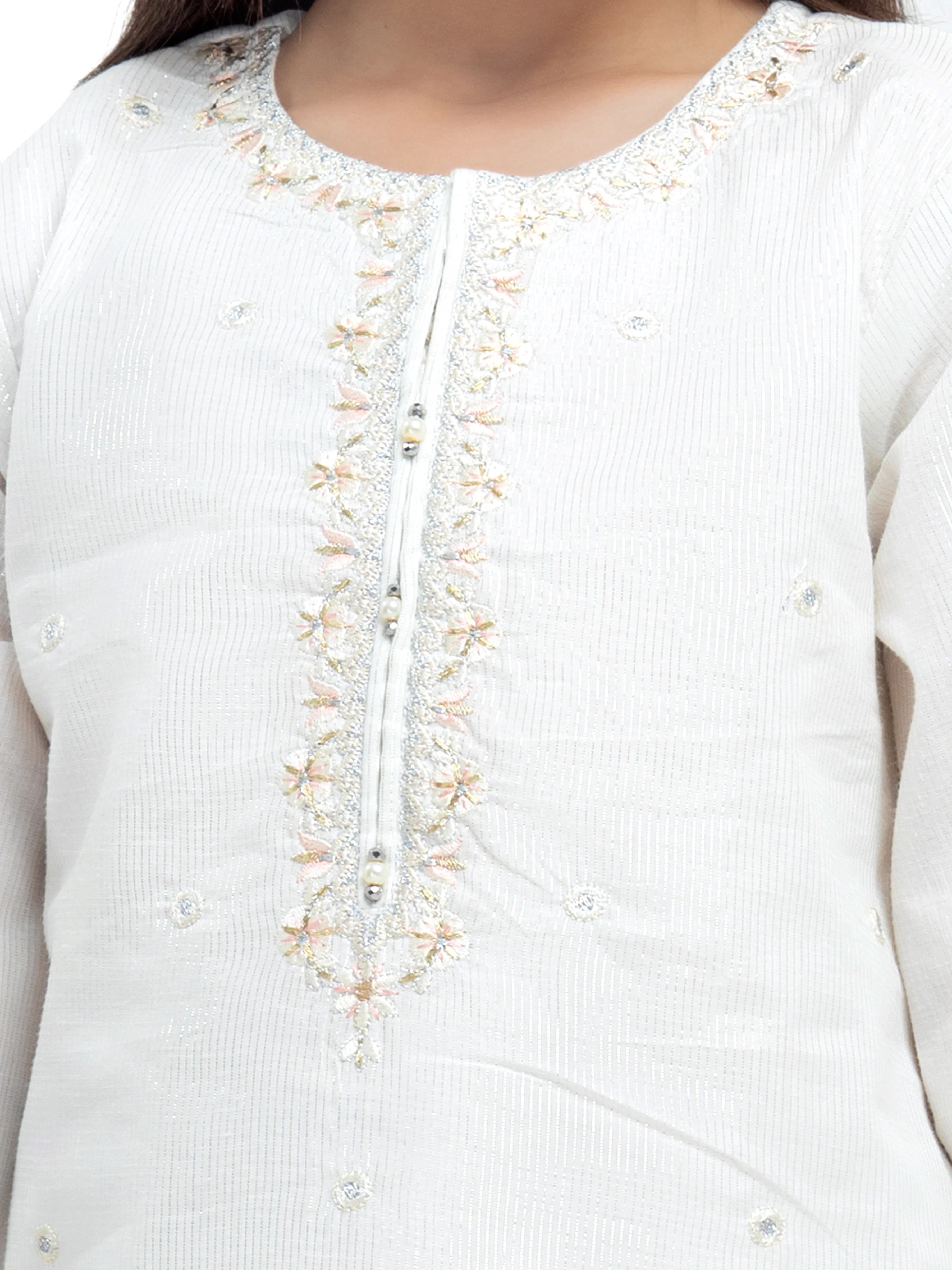 Girl's White Pishwas - EGTPLE24-50010-3P - Image 5
