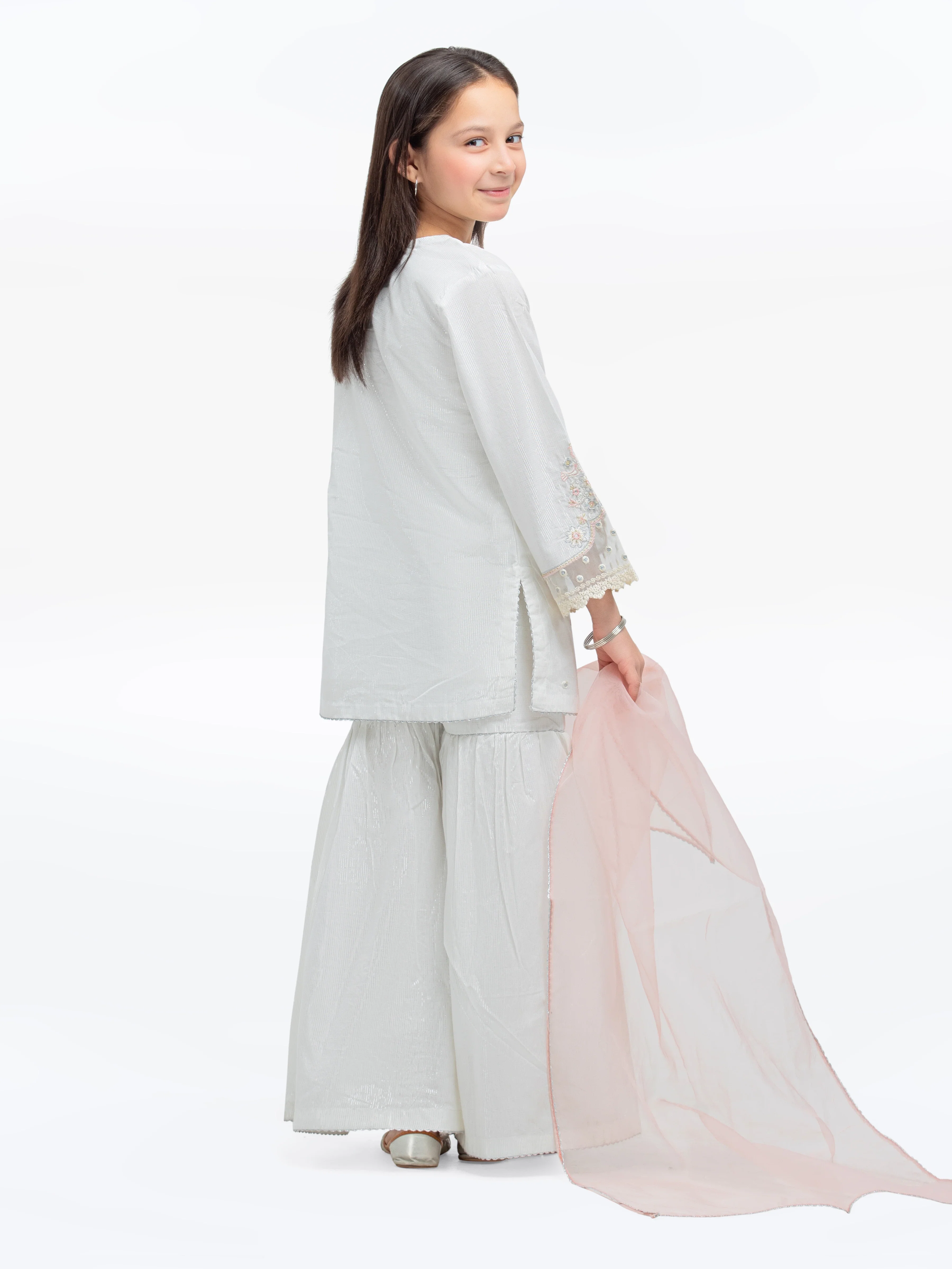 Girl's White Pishwas - EGTPLE24-50010-3P - Image 6