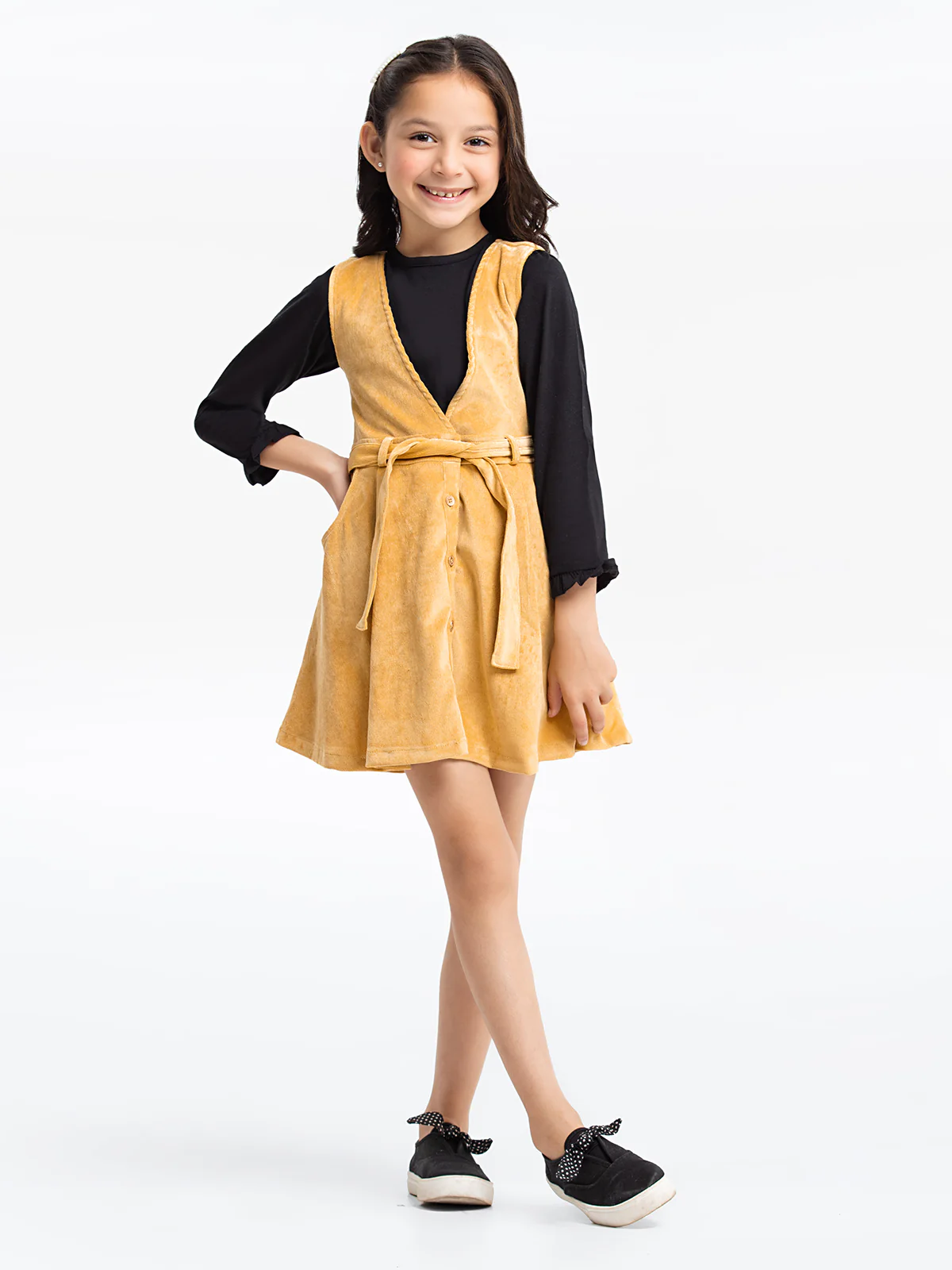 Girl's Yellow & Black Frock - EGTFK23W-200060 - Image 2