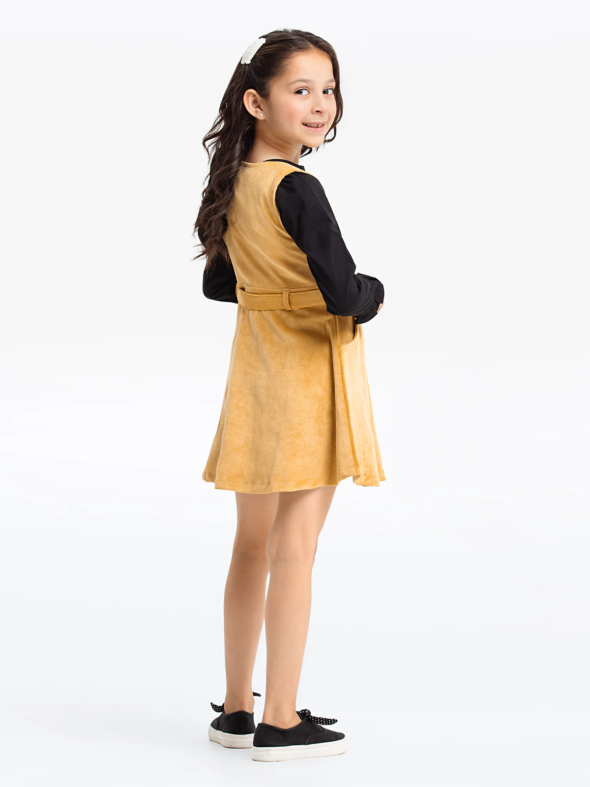 Girl's Yellow & Black Frock - EGTFK23W-200060 - Image 3