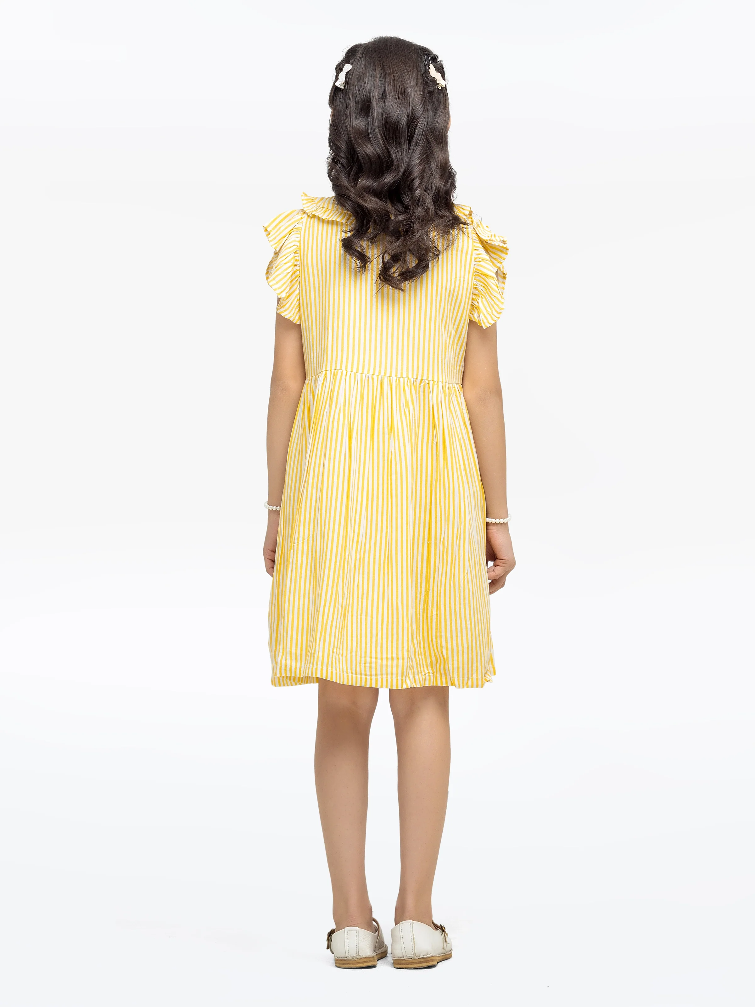 Girl's Yellow & White Frock - EGTF24S-200100 - Image 5