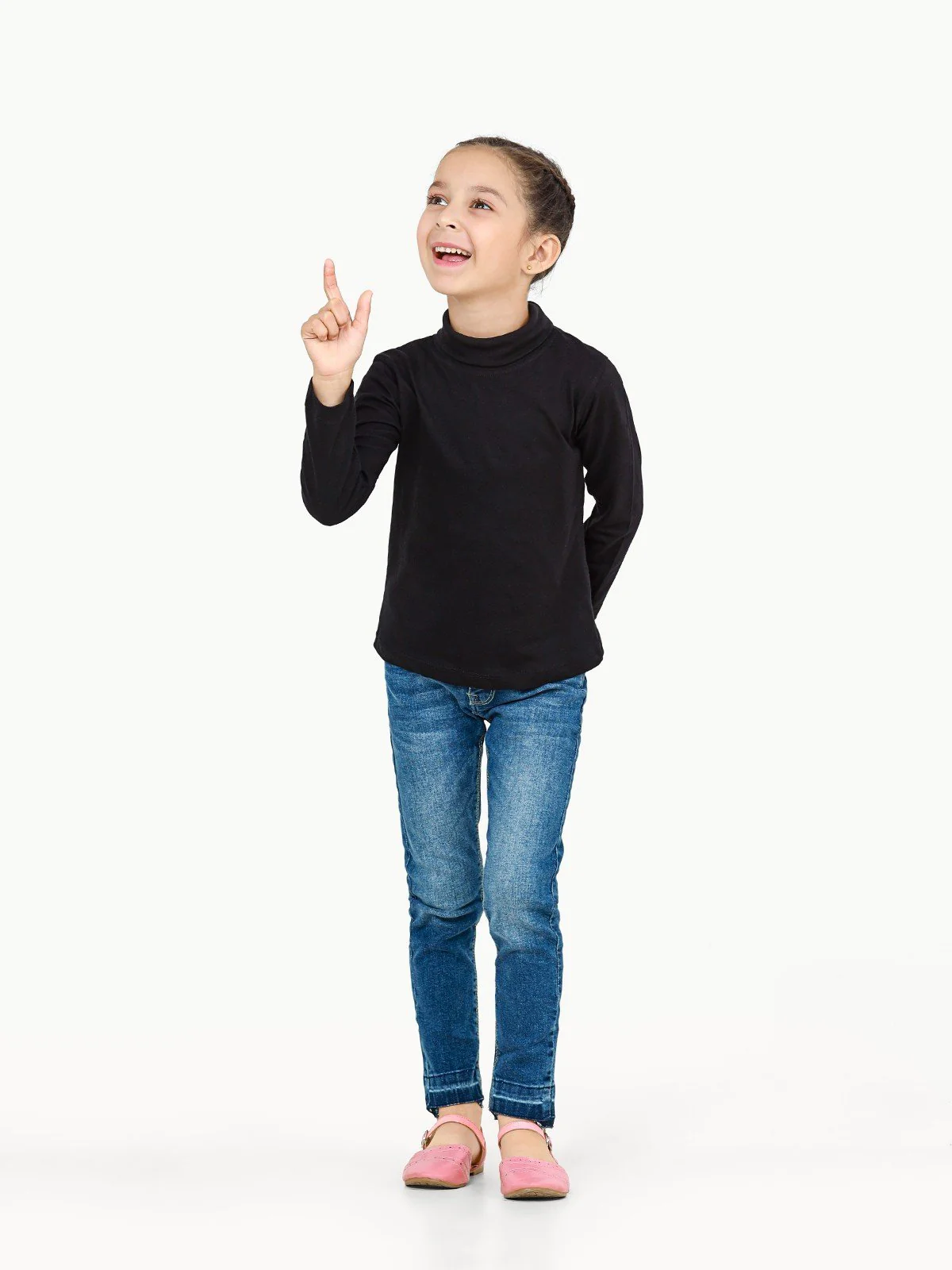 Kids' Black High Neck Tee - EKTBF22-002
