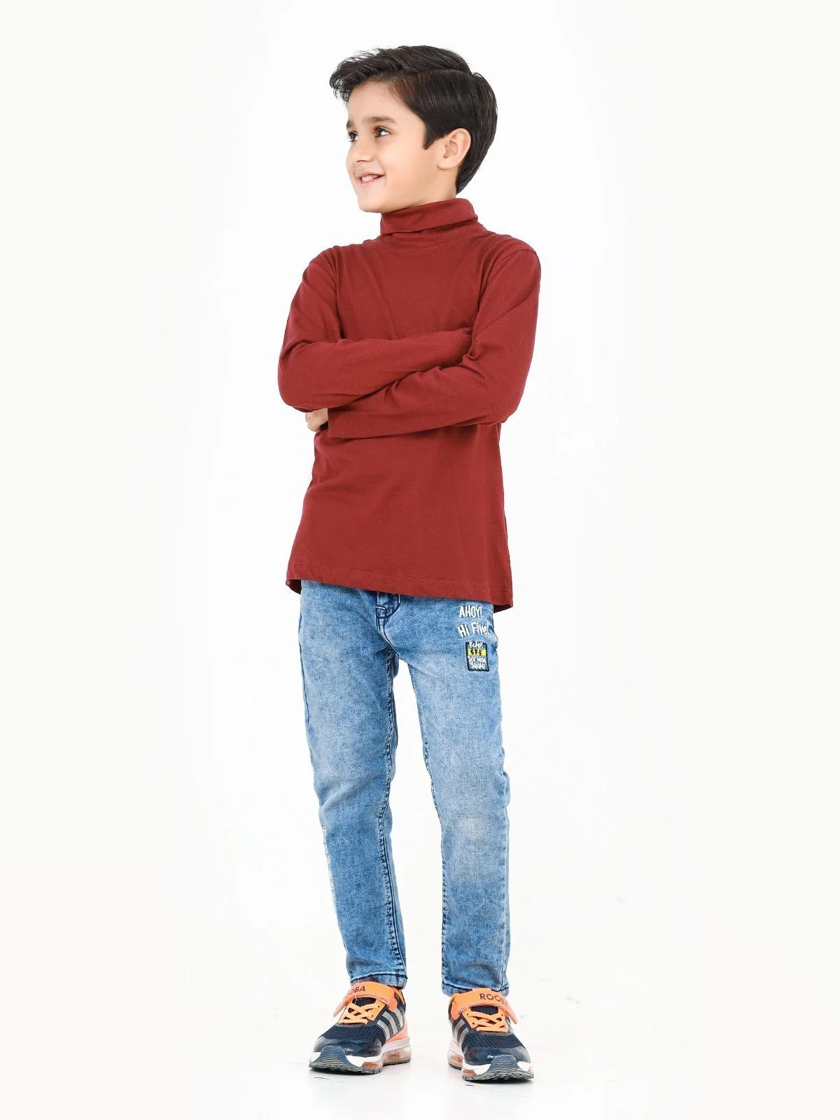Kids' Maroon High Neck Tee - EKTBF22-003 - Image 3