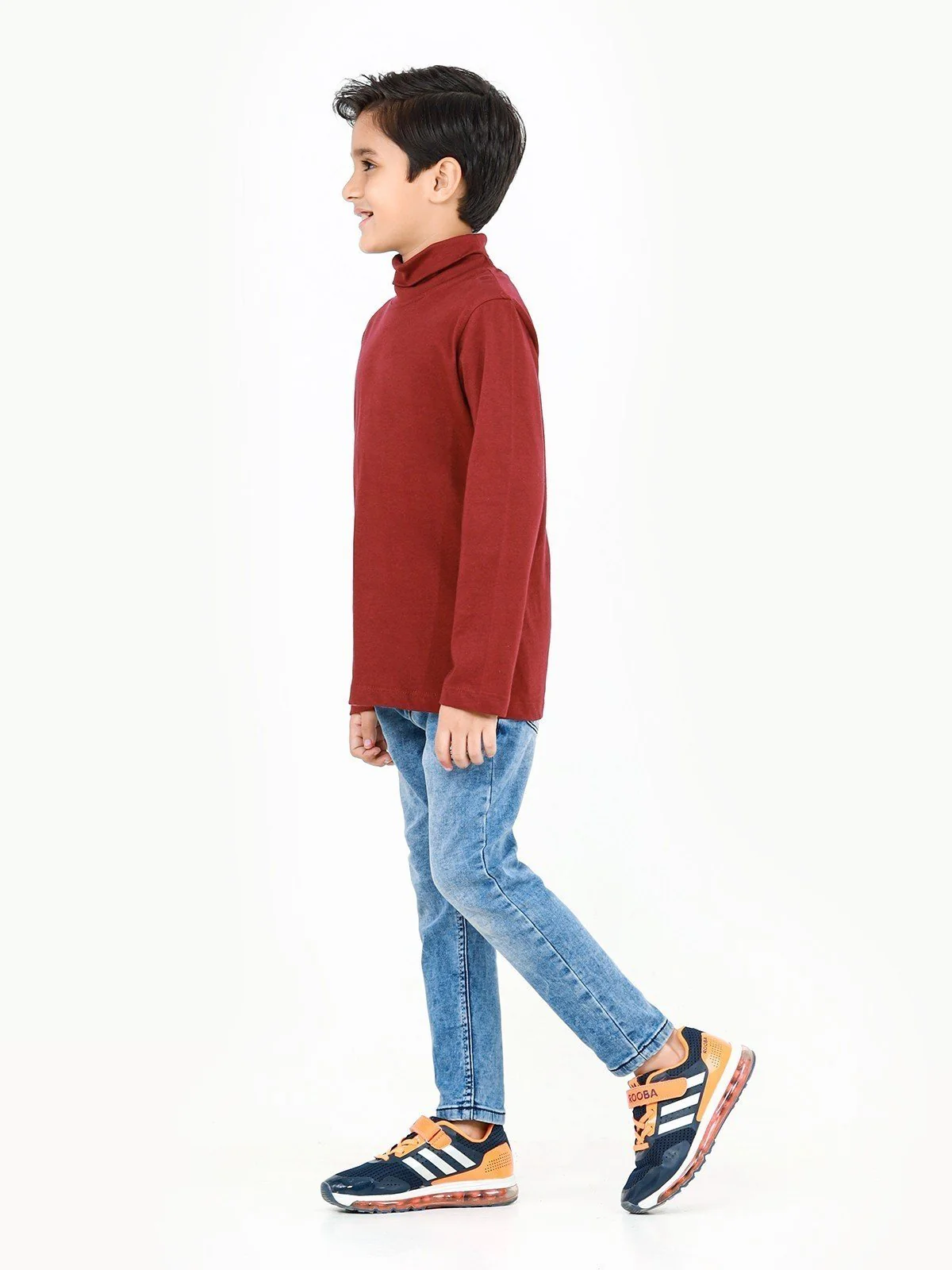 Kids' Maroon High Neck Tee - EKTBF22-003 - Image 4