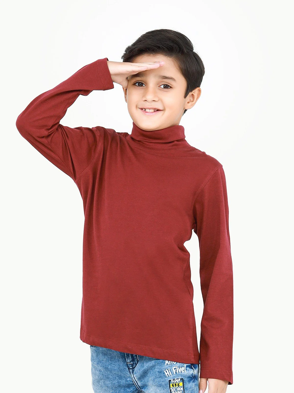 Kids' Maroon High Neck Tee - EKTBF22-003 - Image 5