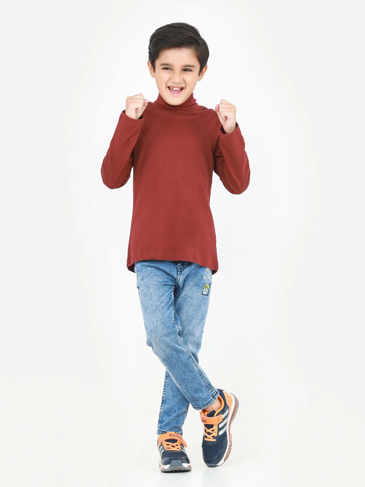 Kids' Maroon High Neck Tee - EKTBF22-003 - Image 6