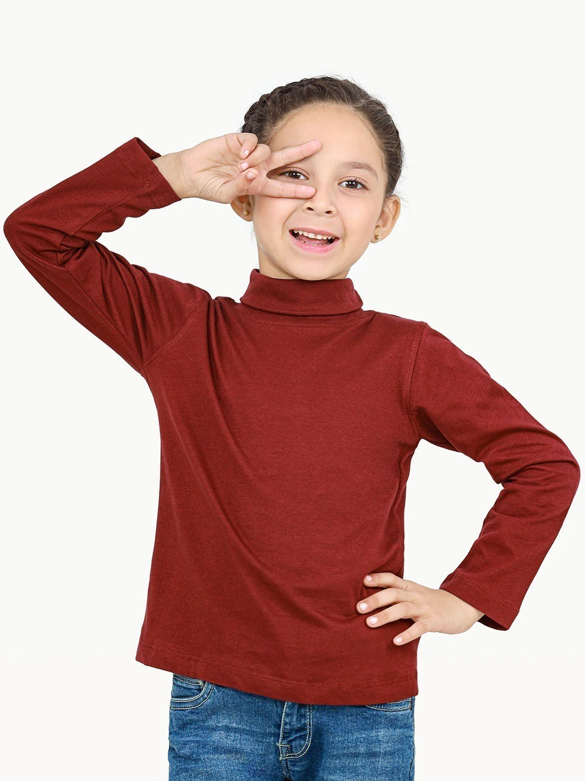 Kids' Maroon High Neck Tee - EKTBF22-003 - Image 8