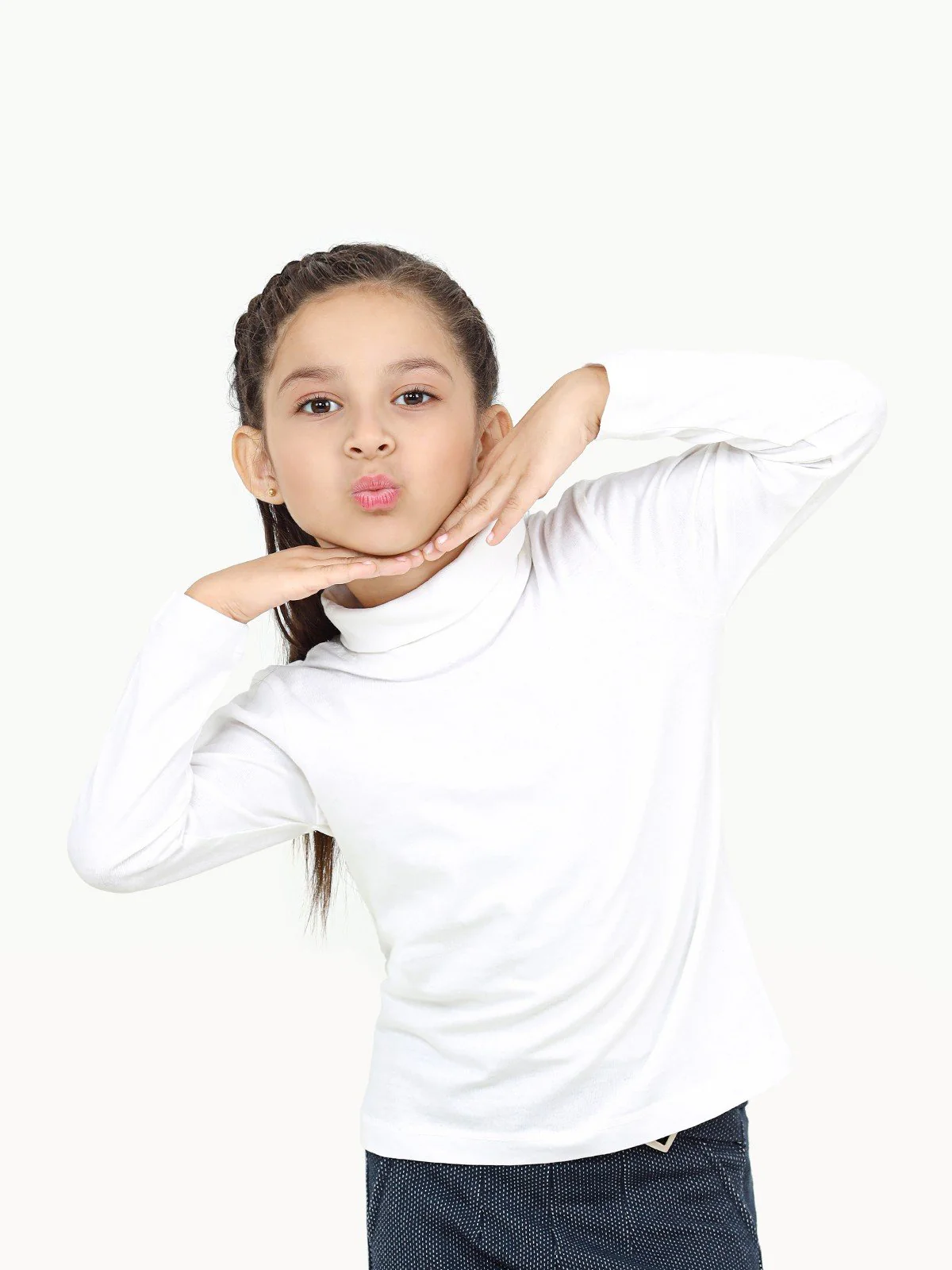 Kids' Off White High Neck Tee - EKTBF22-001 - Image 2