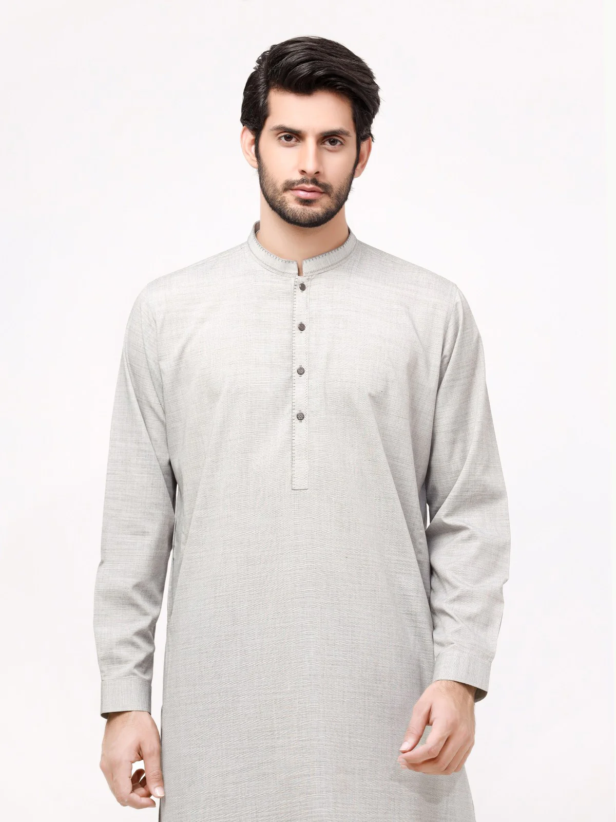 Men's Ash Grey Shalwar Kameez - EMTKS23-40996 - Image 2