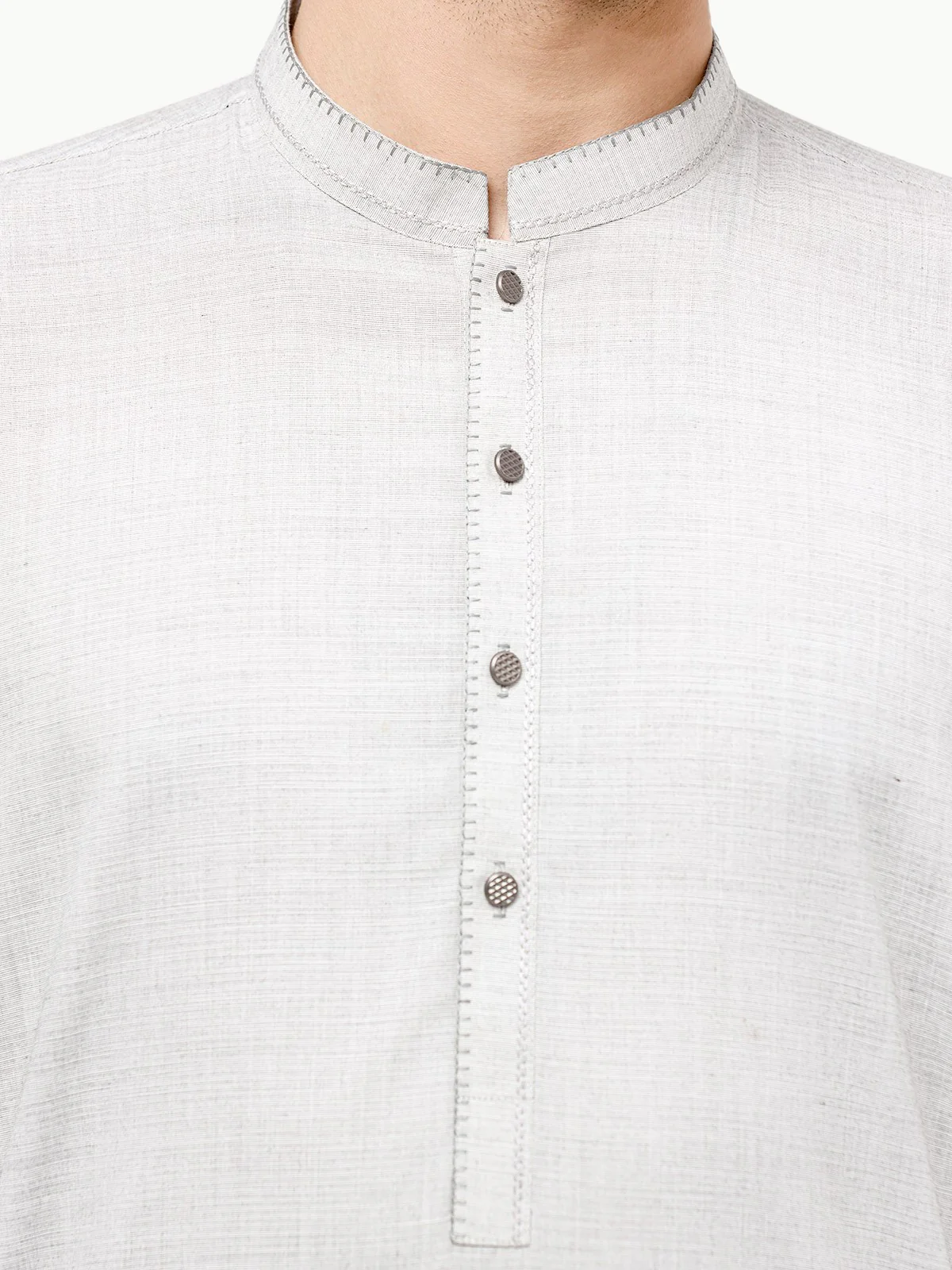 Men's Ash Grey Shalwar Kameez - EMTKS23-40996 - Image 3