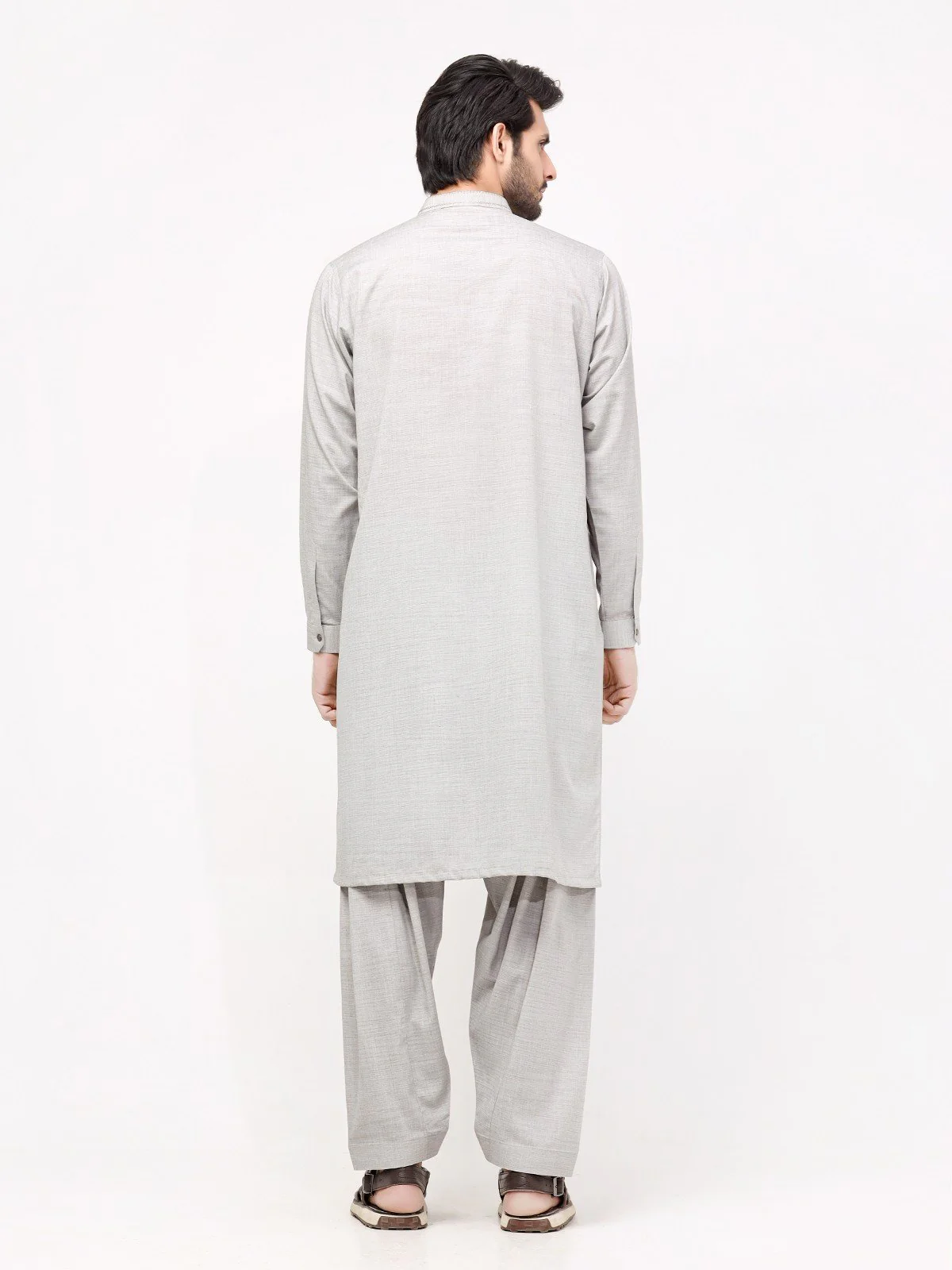 Men's Ash Grey Shalwar Kameez - EMTKS23-40996 - Image 5