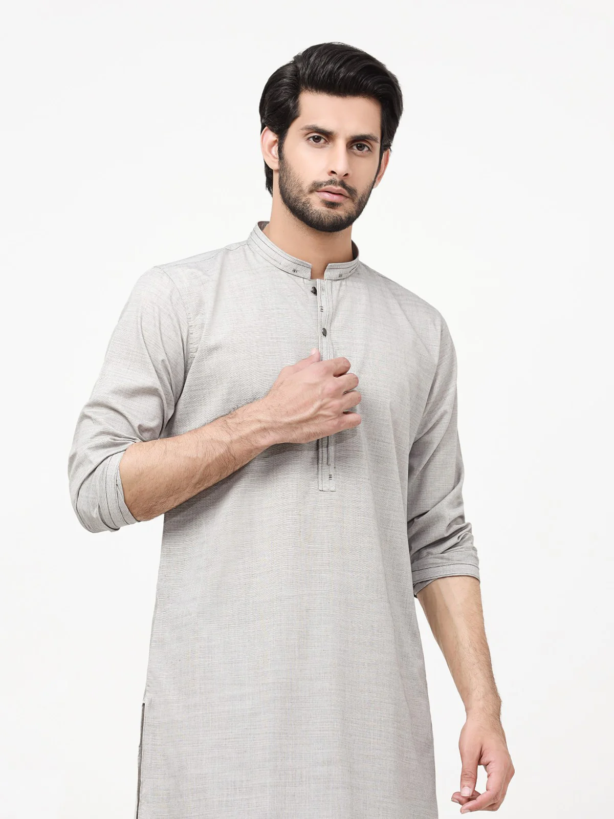 Men's Ash Grey Shalwar Kameez - EMTSW23-99315 - Image 2