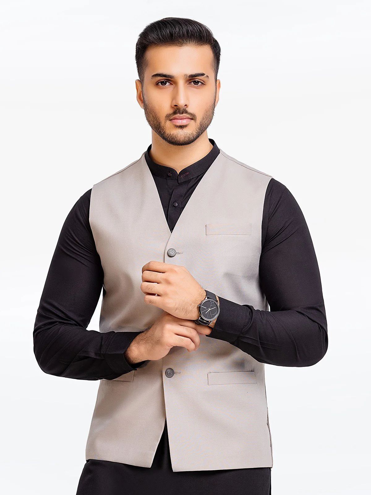 Men's Ash Grey Waist Coat - EMTWC23-35890 - Image 3