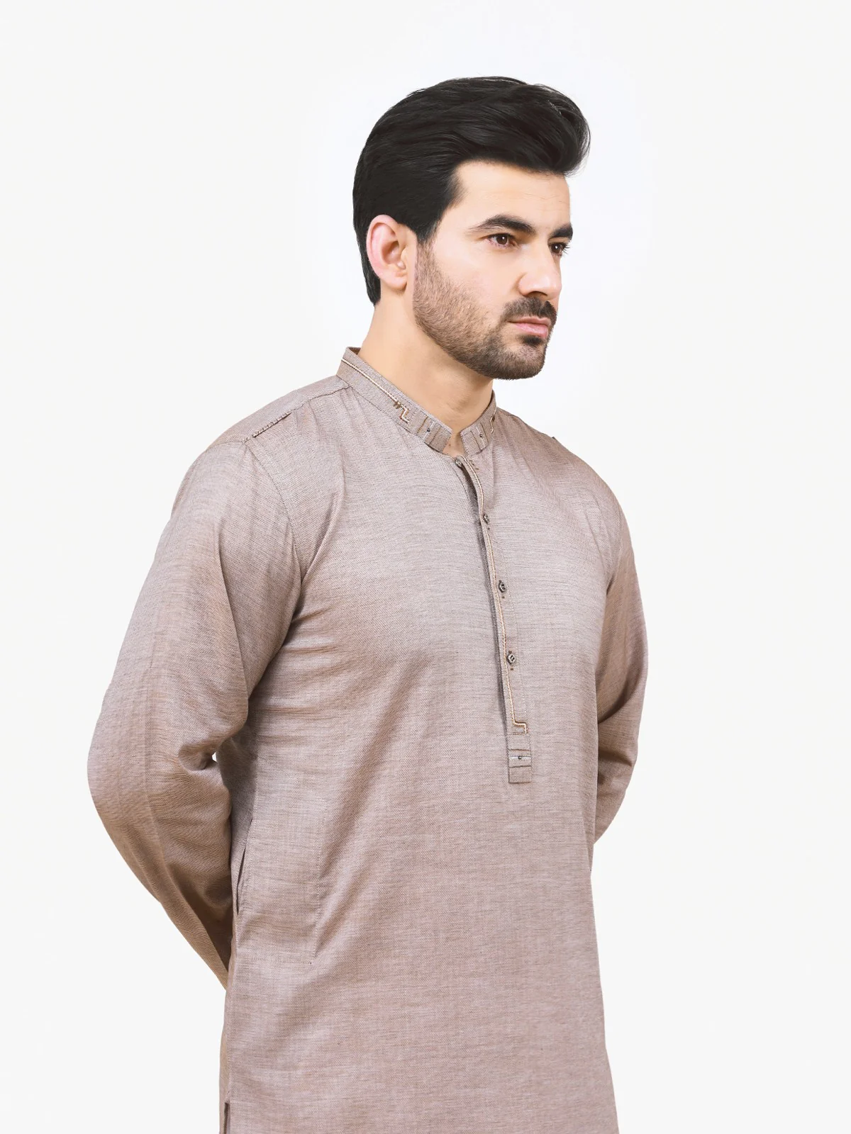 Men's Beige Kurta - EMTK22S-99133 - Image 3
