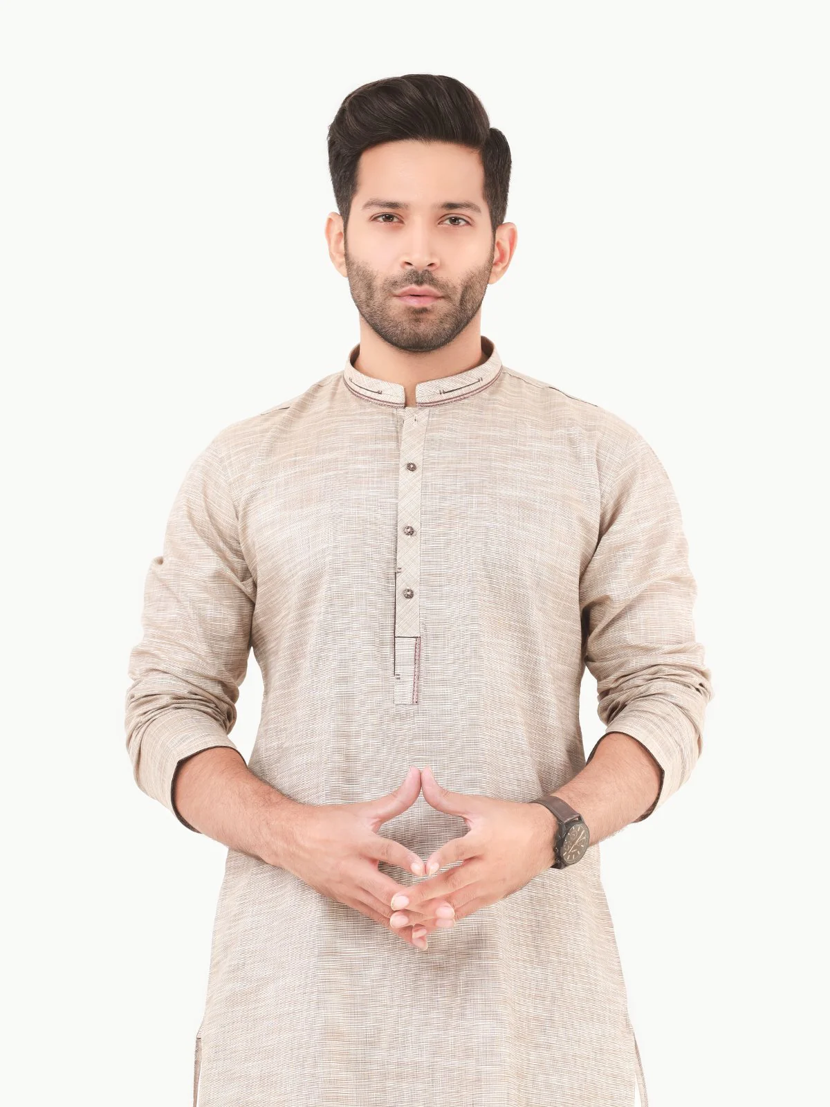 Men's Beige Kurta - EMTK22S-99214 - Image 2
